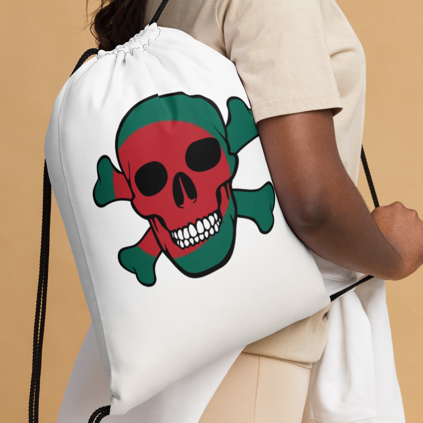 Drawstring bag with the Flag of Bangladesh in a Skull and Crossbones design!