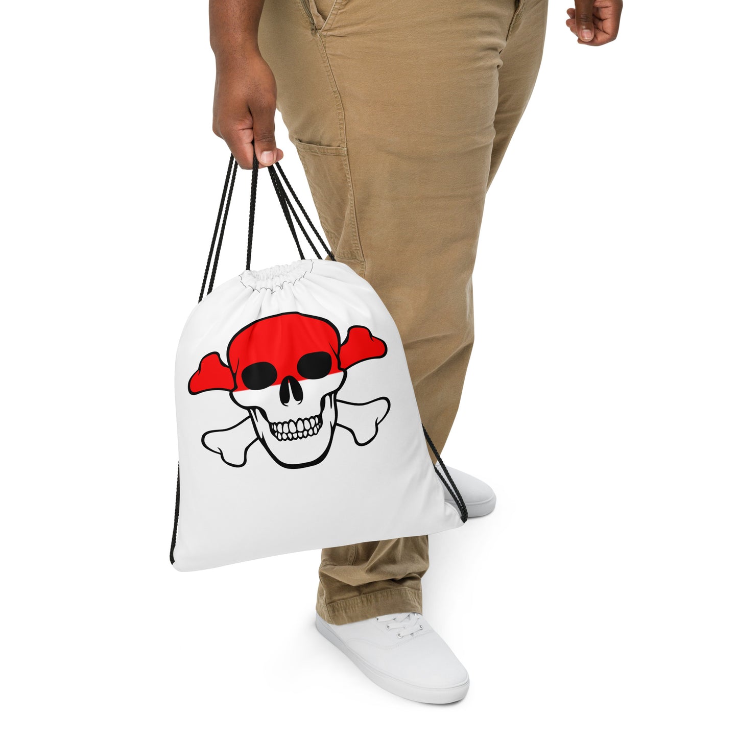 Drawstring bag with the Flag of Indonesia in a Skull and Crossbones design!