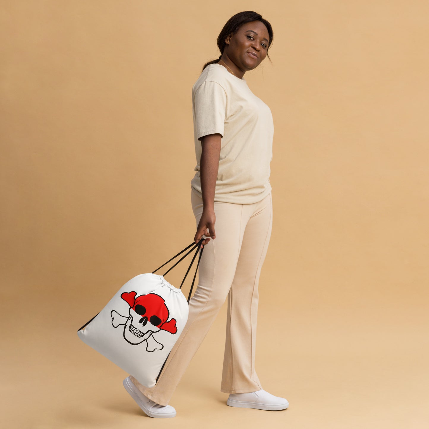 Drawstring bag with the Flag of Indonesia in a Skull and Crossbones design!