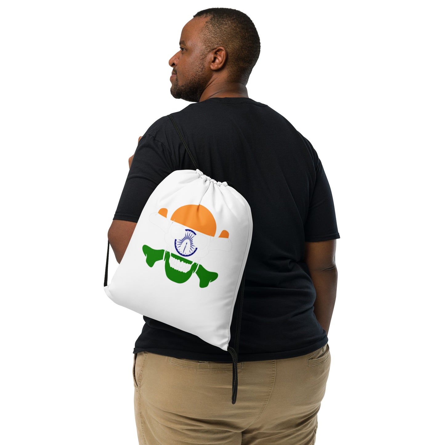 Drawstring bag with the Flag of India in a Skull and Crossbones design!