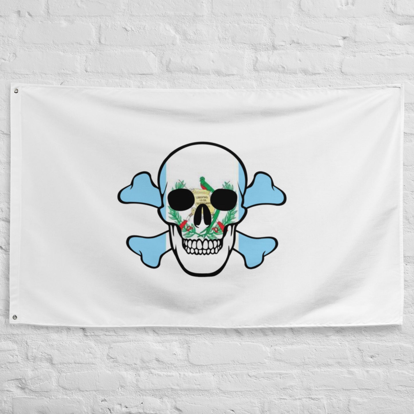 Flag of Guatemala in a Skull and Crossbones design that you can fly at home or at the game!