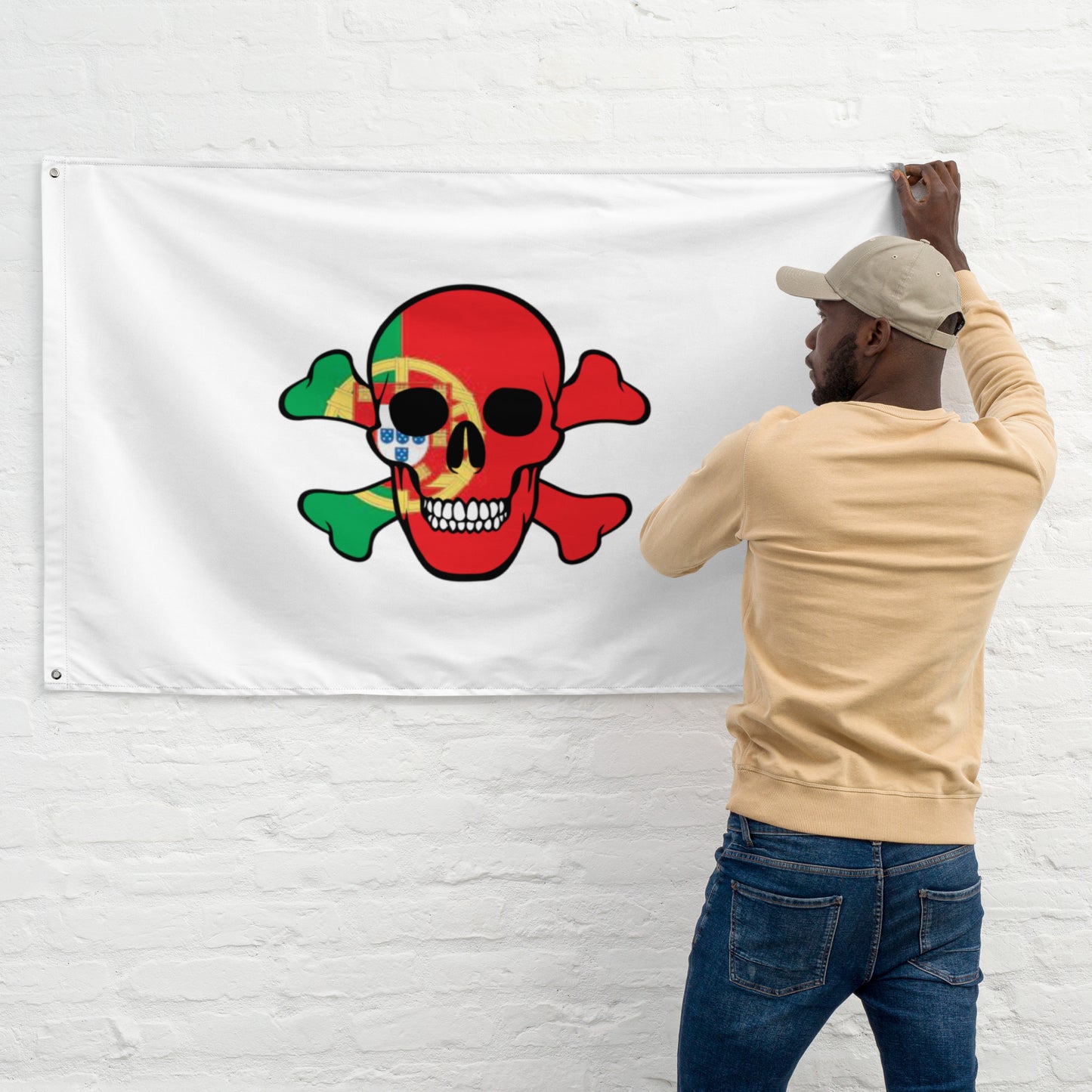 Flag of Portugal in a Skull and Crossbones design you can fly at home or at the game!
