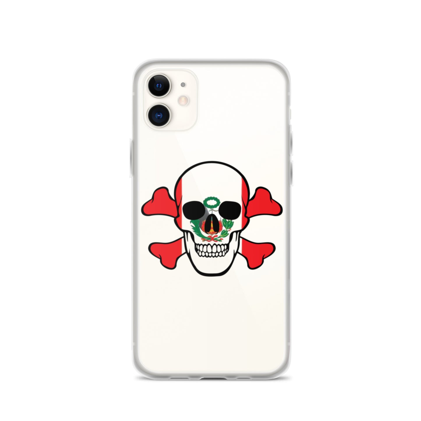 Clear Case for iPhone® with the Flag of Peru in a Skull and Crossbones design!