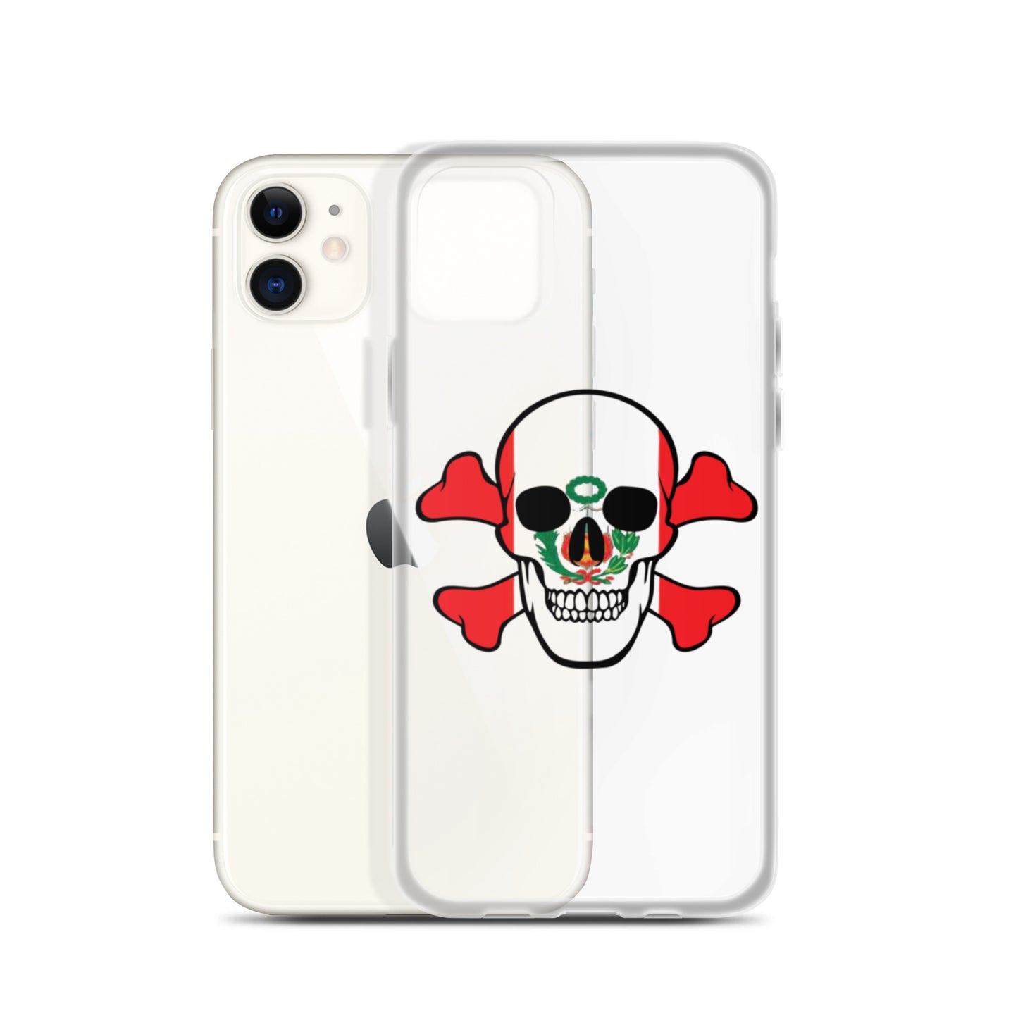 Clear Case for iPhone® with the Flag of Peru in a Skull and Crossbones design!