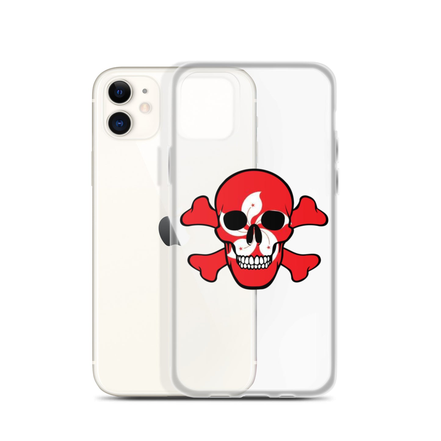 Clear Case for iPhone® with the Flag of Hong Kong in a Skull and Crossbones design!