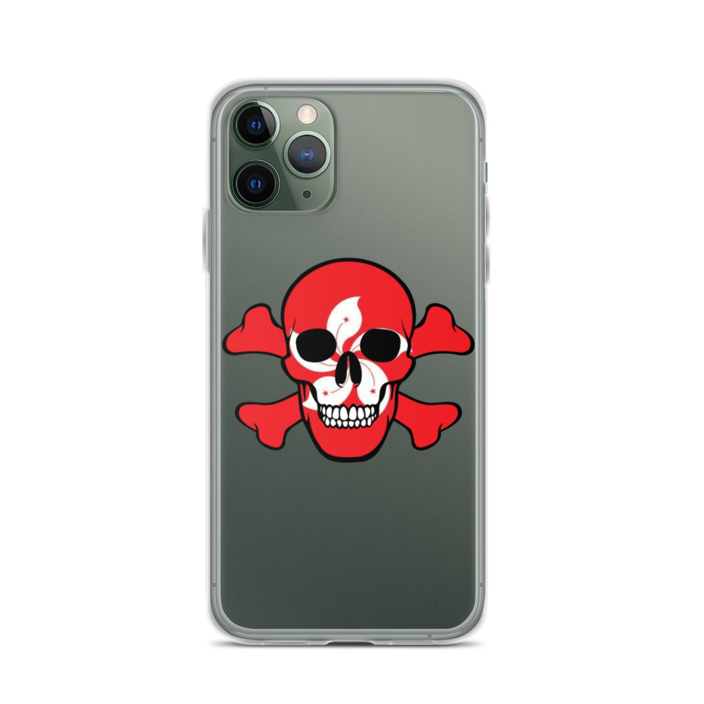 Clear Case for iPhone® with the Flag of Hong Kong in a Skull and Crossbones design!