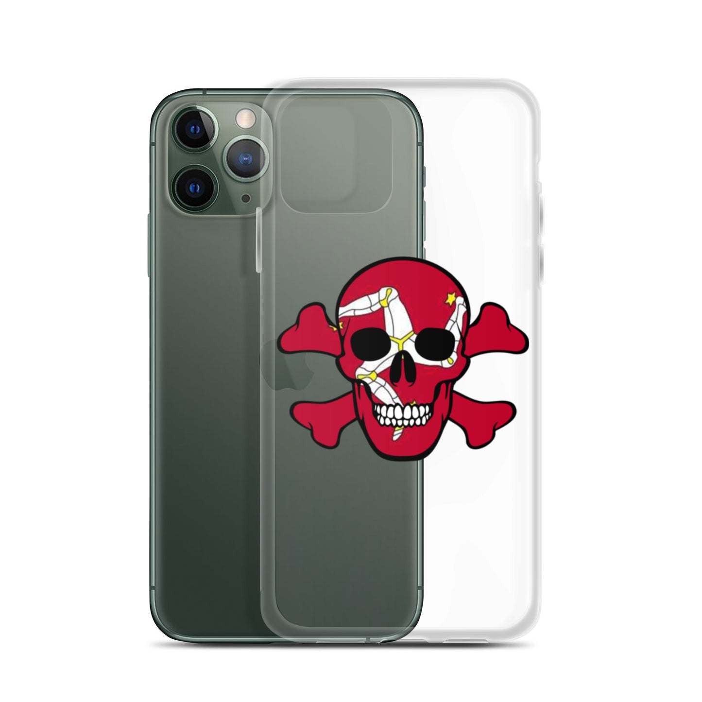 Clear Case for iPhone® with the Isle of Man Flag in a Skull and Crossbones design!
