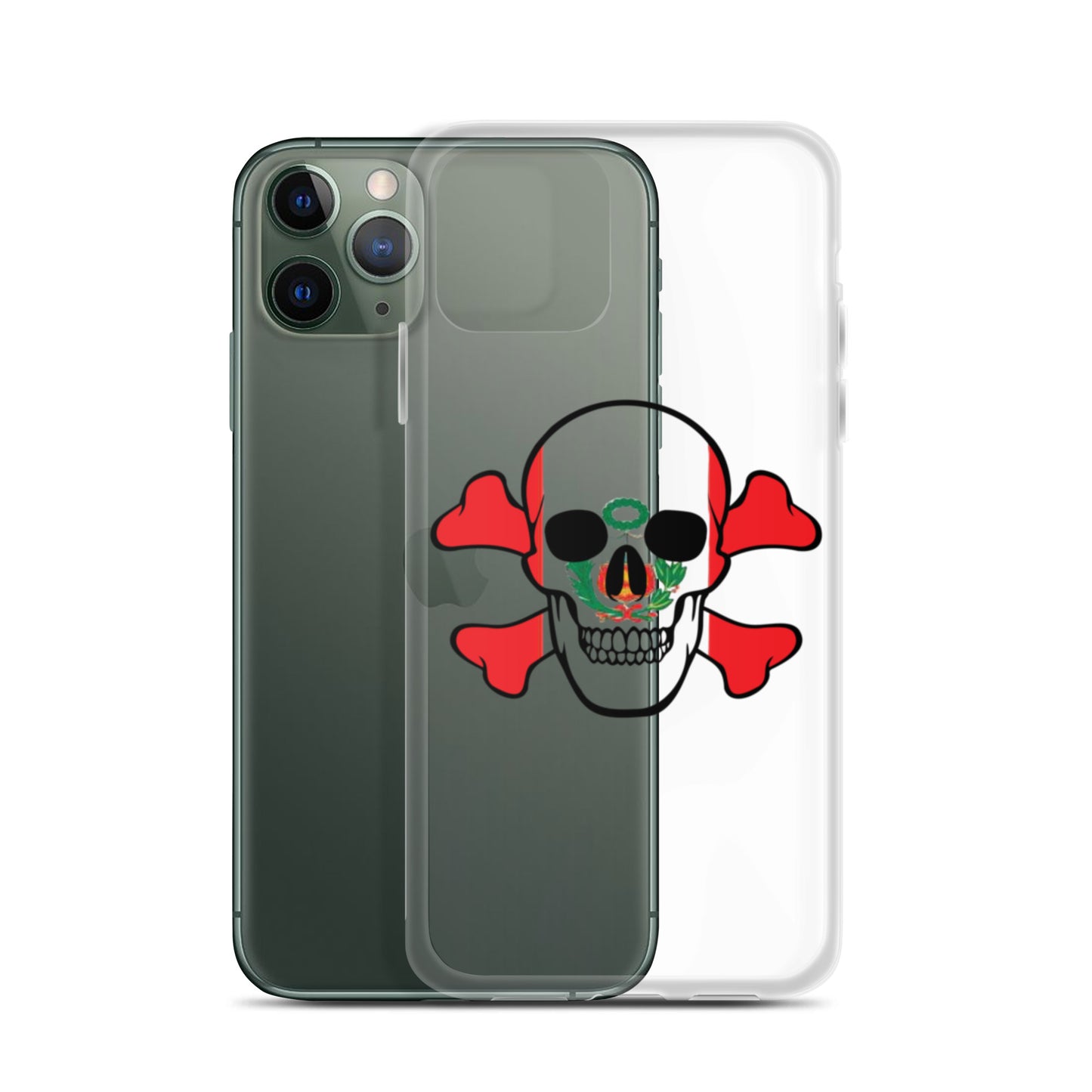 Clear Case for iPhone® with the Flag of Peru in a Skull and Crossbones design!