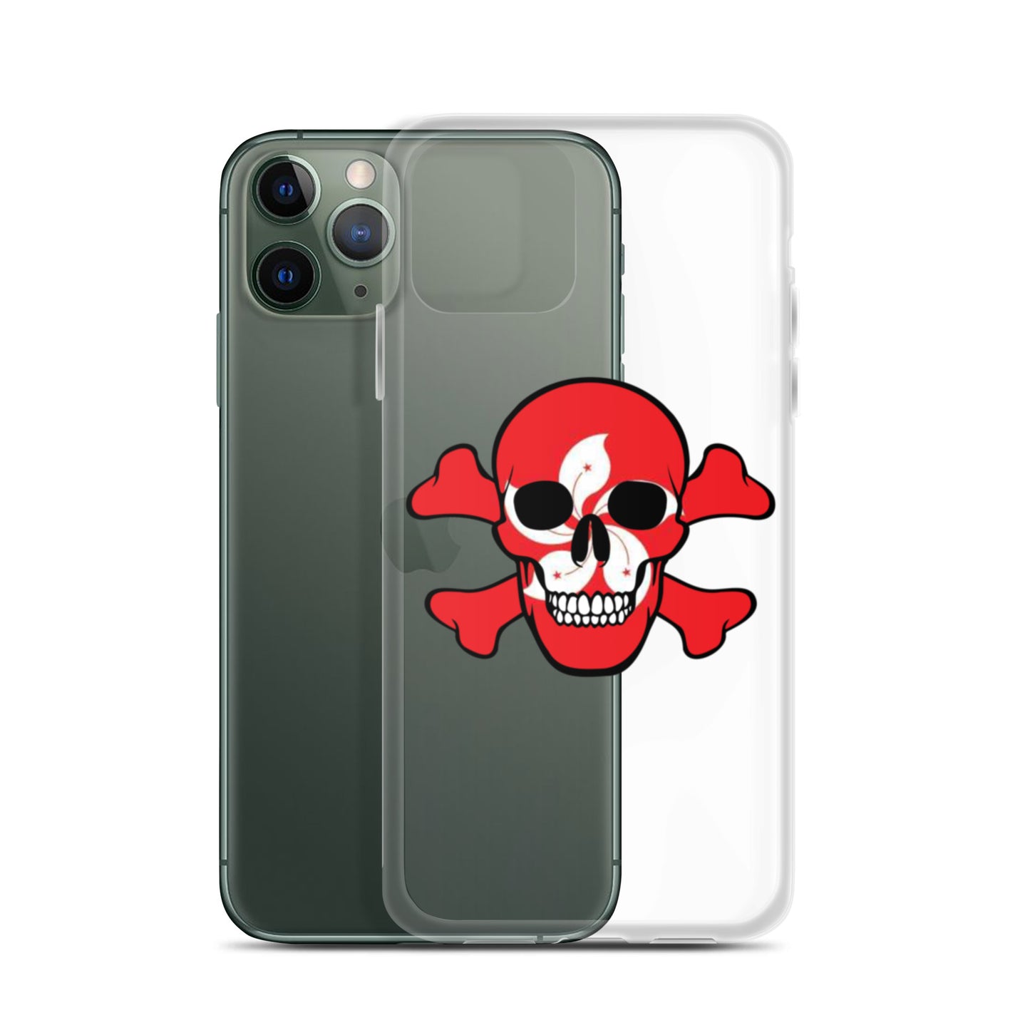 Clear Case for iPhone® with the Flag of Hong Kong in a Skull and Crossbones design!