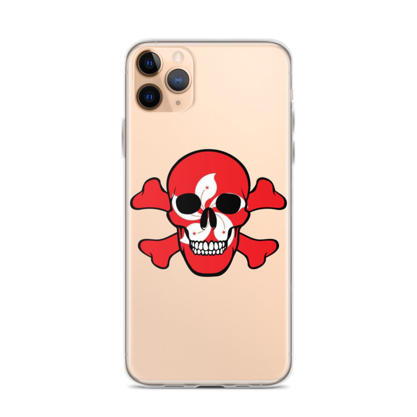 Clear Case for iPhone® with the Flag of Hong Kong in a Skull and Crossbones design!