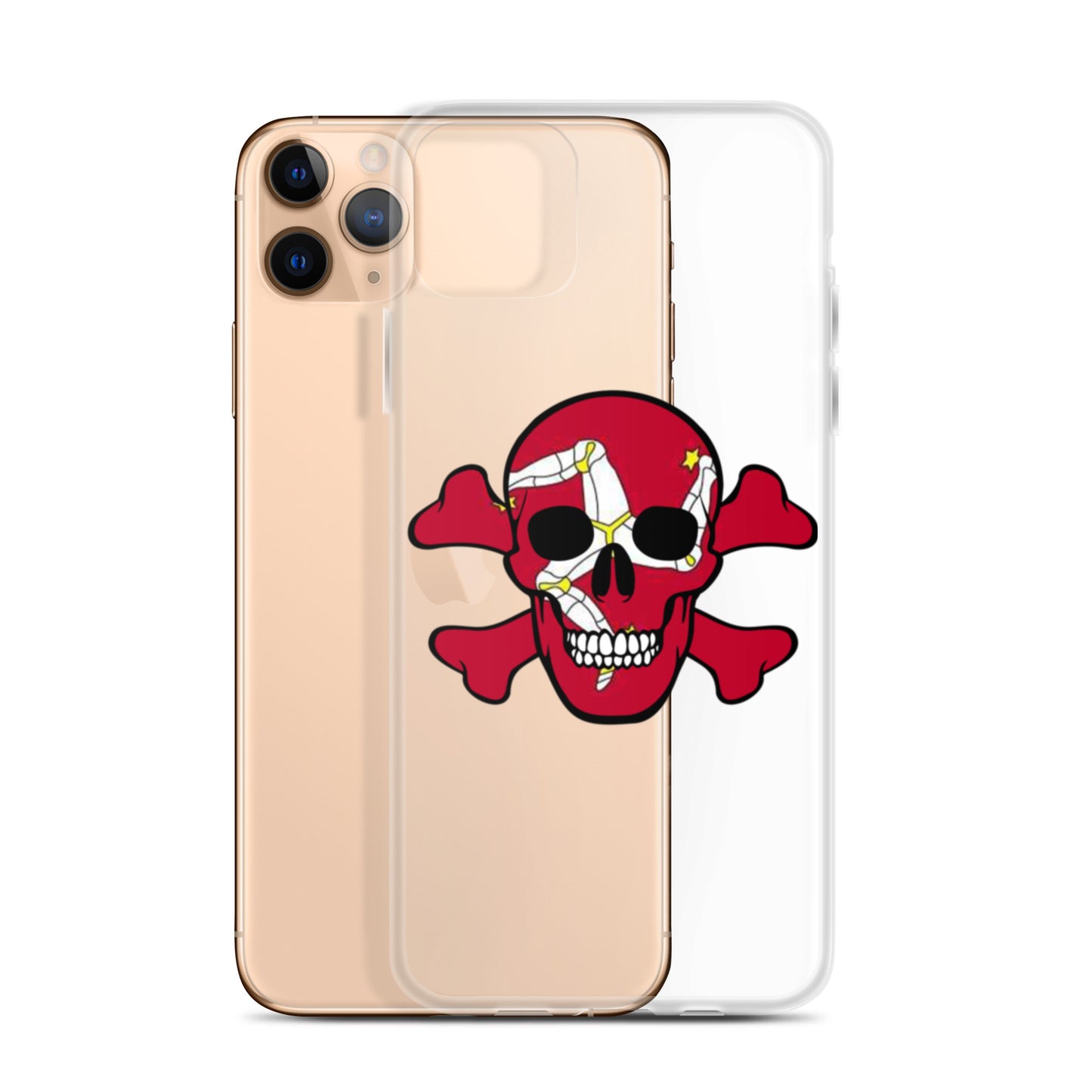 Clear Case for iPhone® with the Isle of Man Flag in a Skull and Crossbones design!