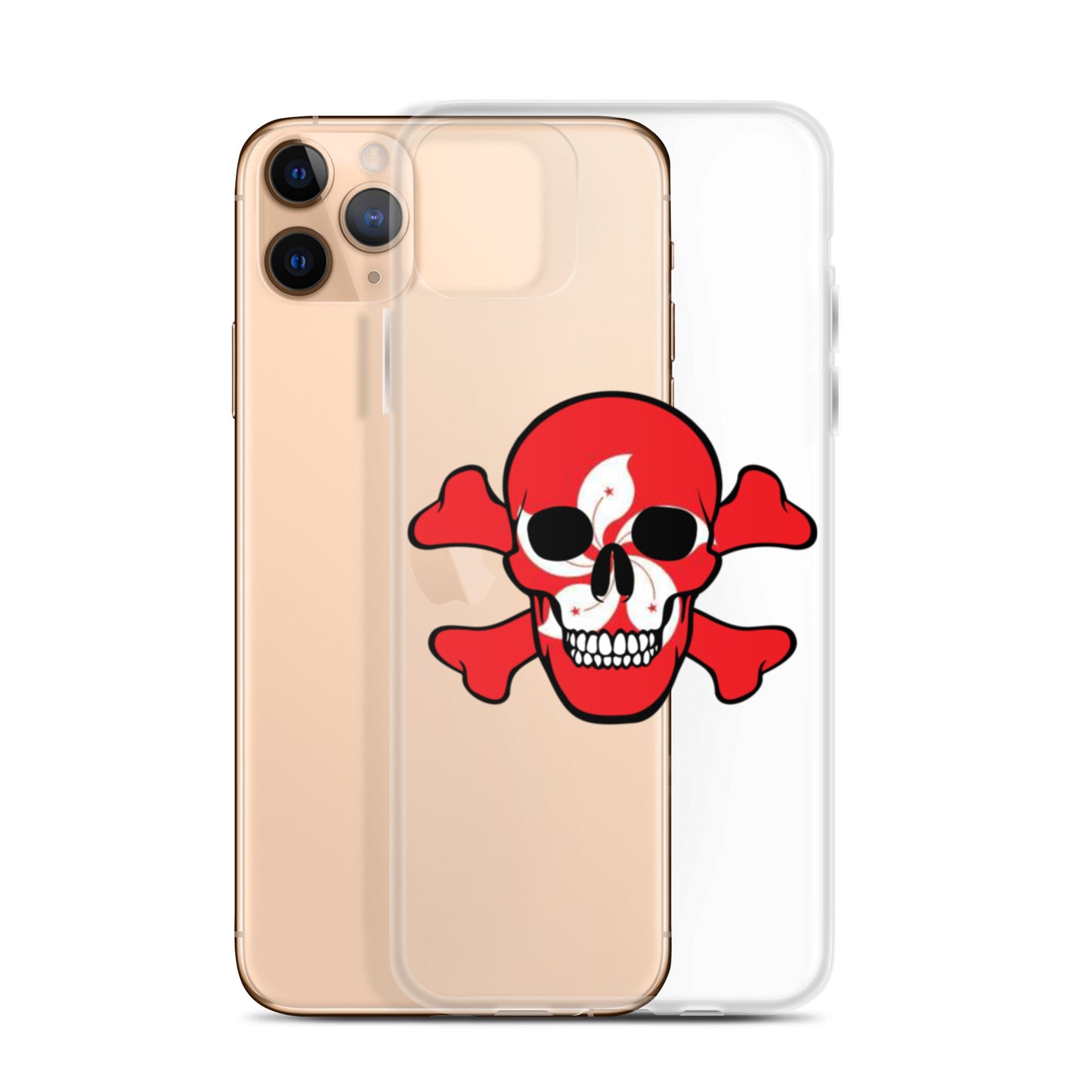 Clear Case for iPhone® with the Flag of Hong Kong in a Skull and Crossbones design!