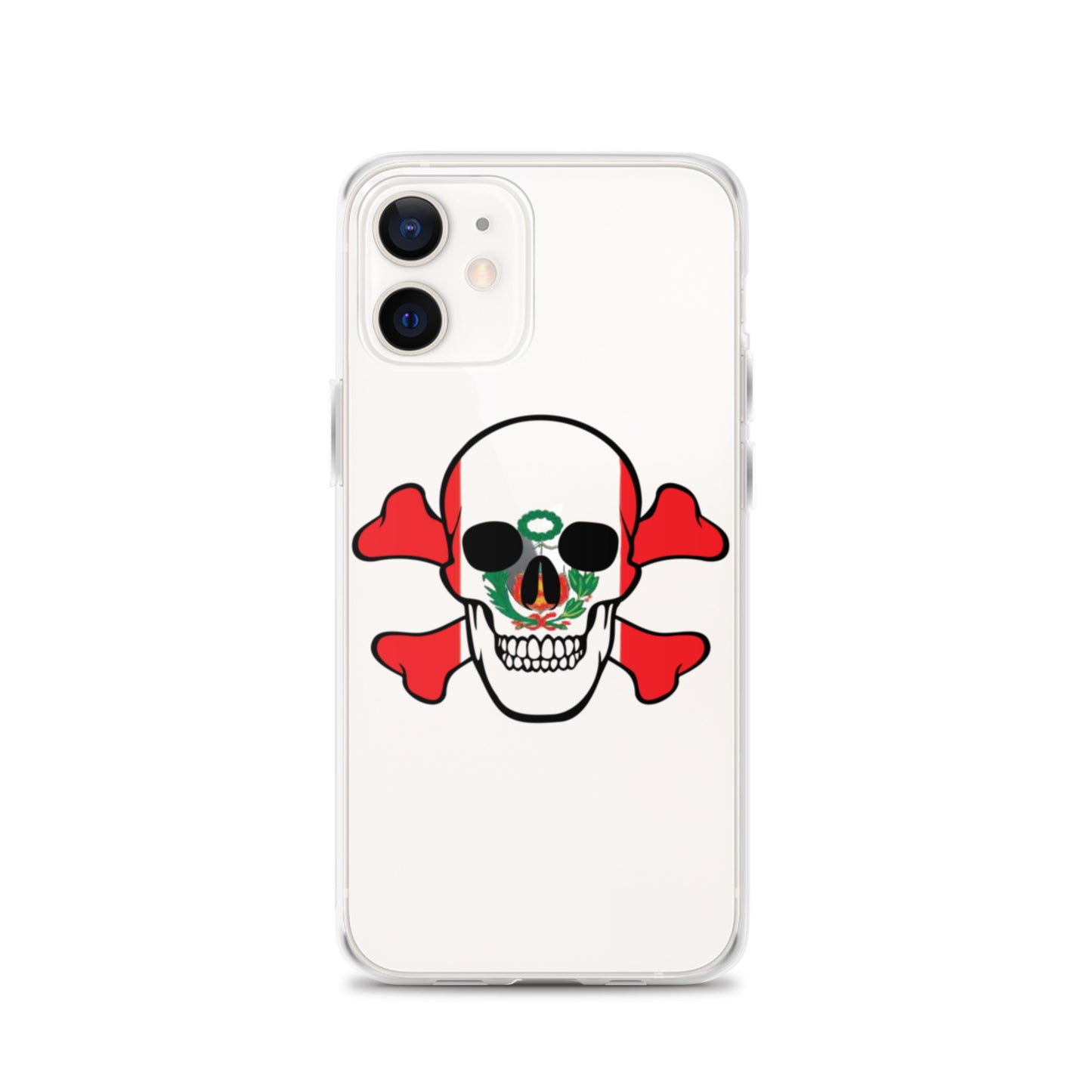 Clear Case for iPhone® with the Flag of Peru in a Skull and Crossbones design!