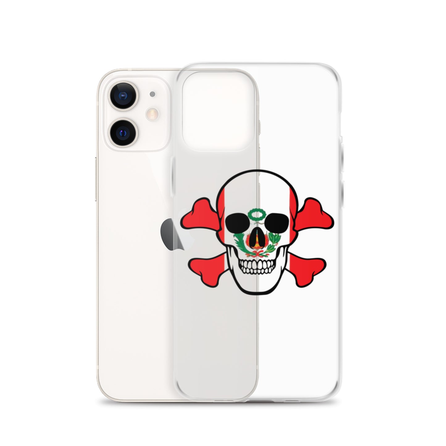 Clear Case for iPhone® with the Flag of Peru in a Skull and Crossbones design!