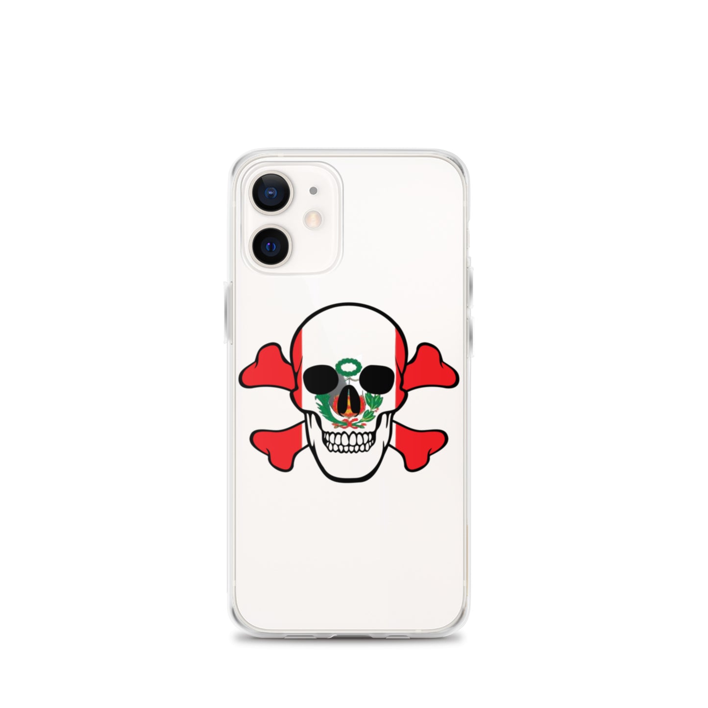 Clear Case for iPhone® with the Flag of Peru in a Skull and Crossbones design!
