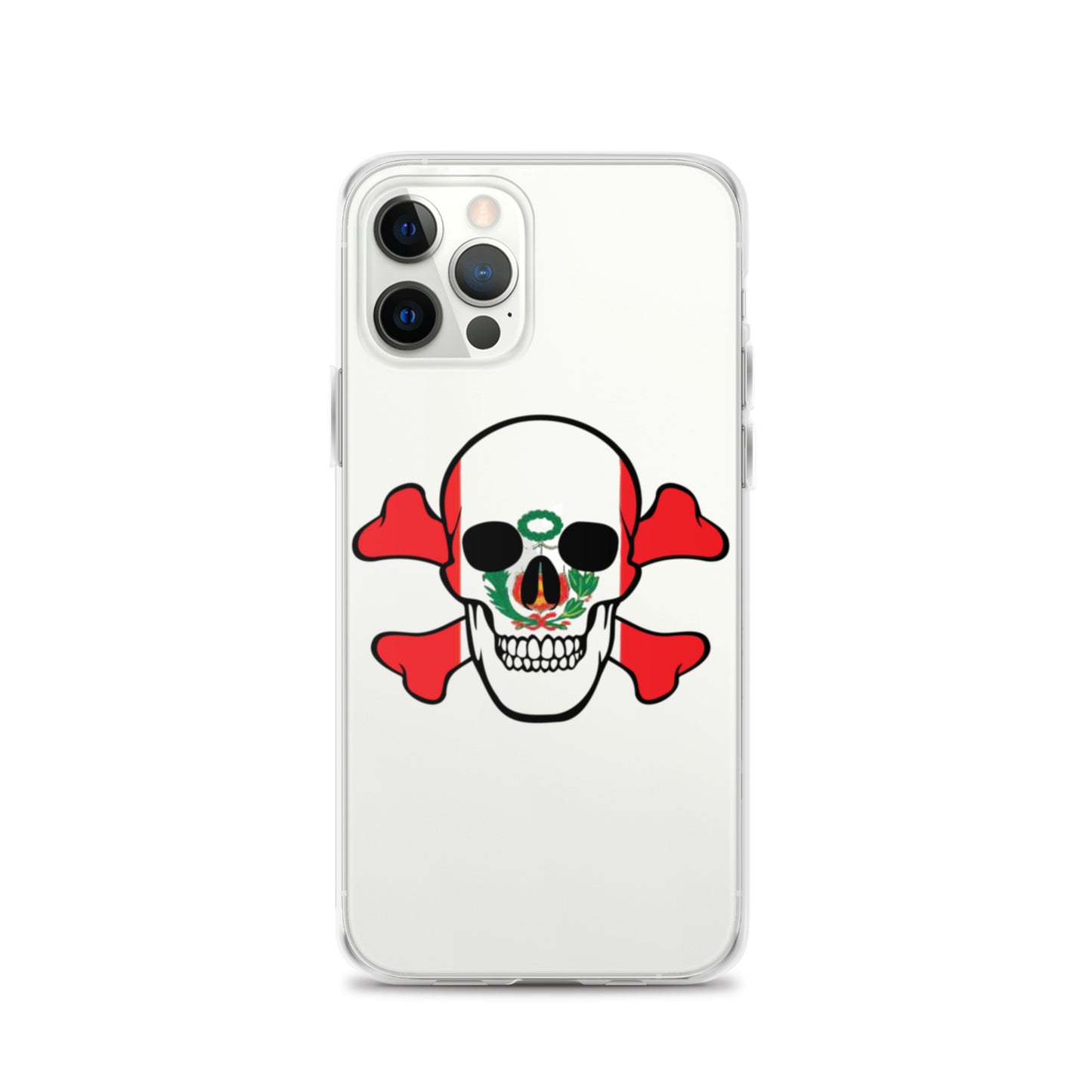 Clear Case for iPhone® with the Flag of Peru in a Skull and Crossbones design!