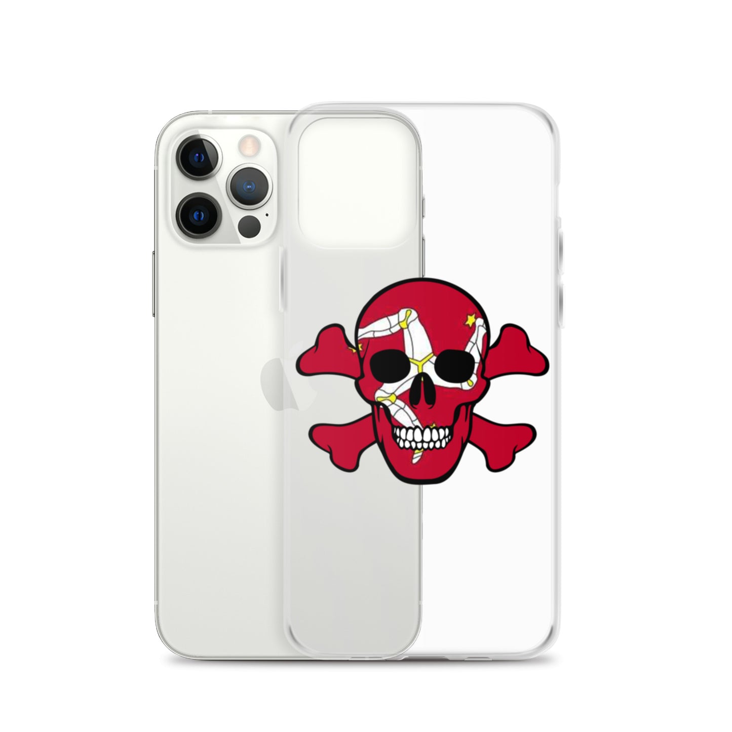 Clear Case for iPhone® with the Isle of Man Flag in a Skull and Crossbones design!