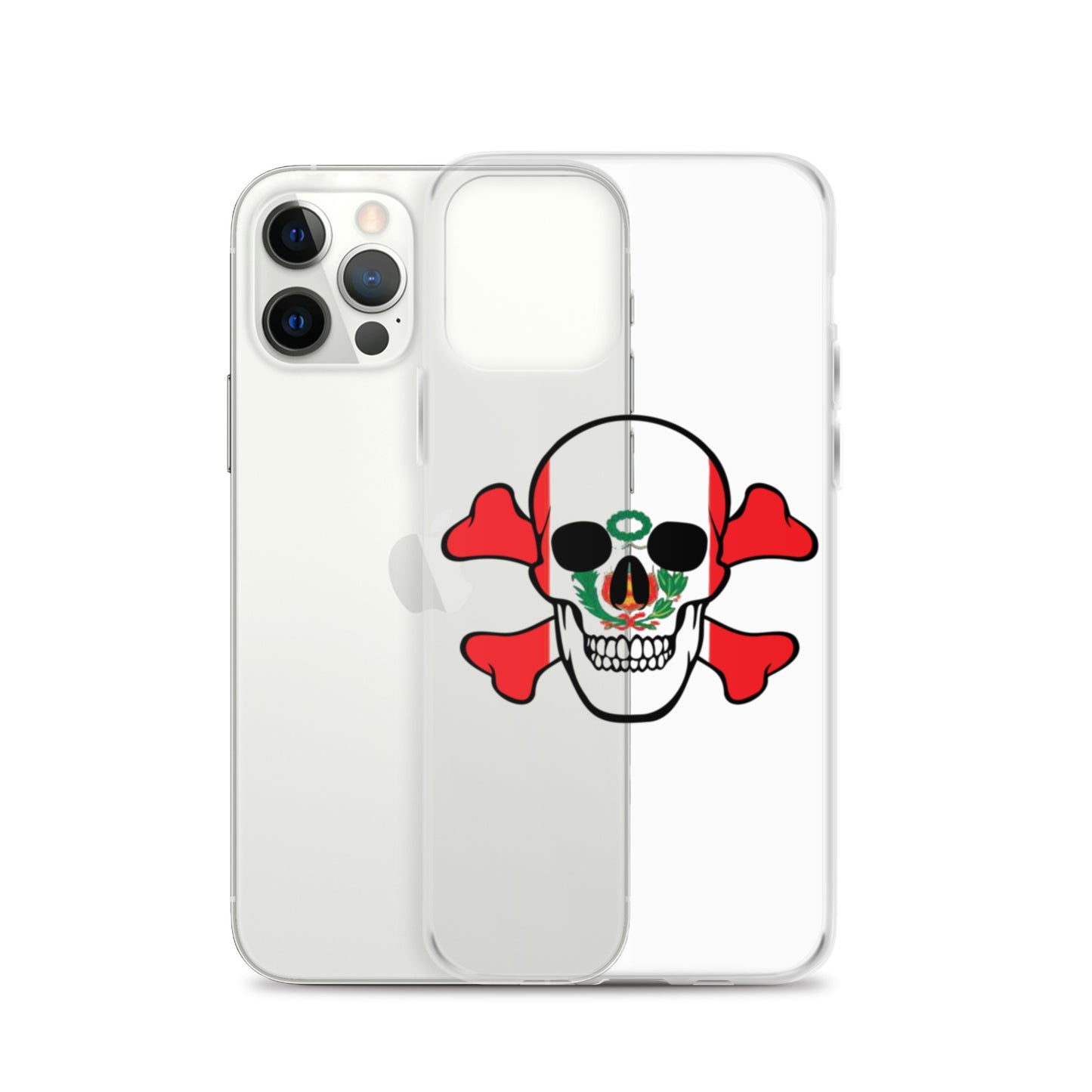 Clear Case for iPhone® with the Flag of Peru in a Skull and Crossbones design!