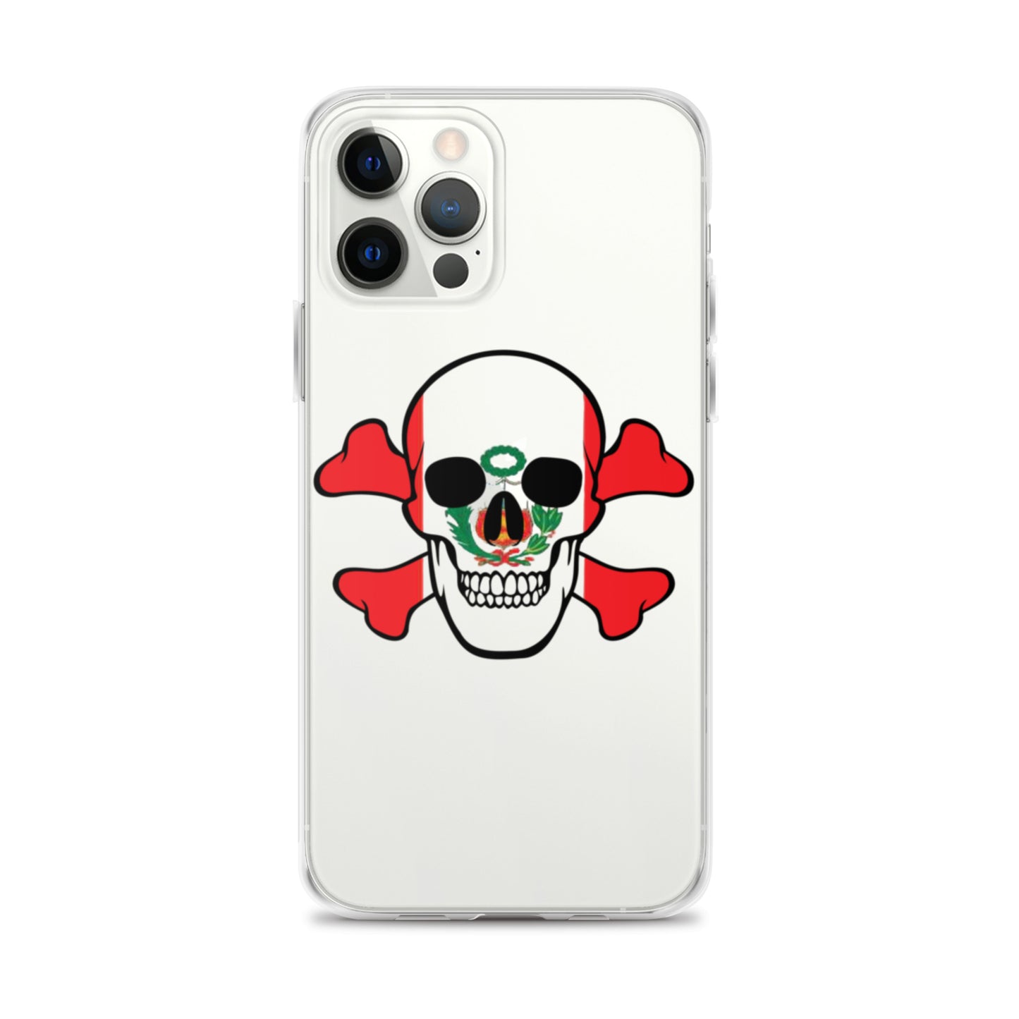 Clear Case for iPhone® with the Flag of Peru in a Skull and Crossbones design!