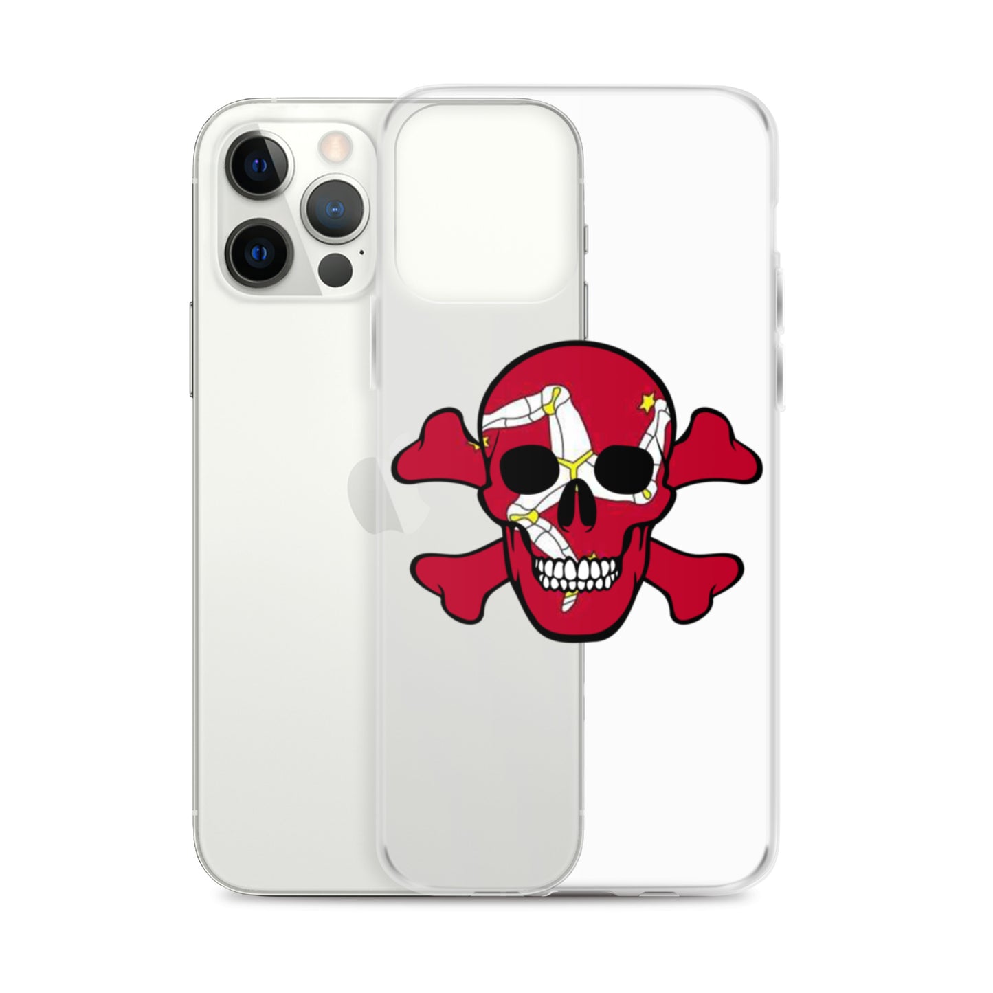 Clear Case for iPhone® with the Isle of Man Flag in a Skull and Crossbones design!