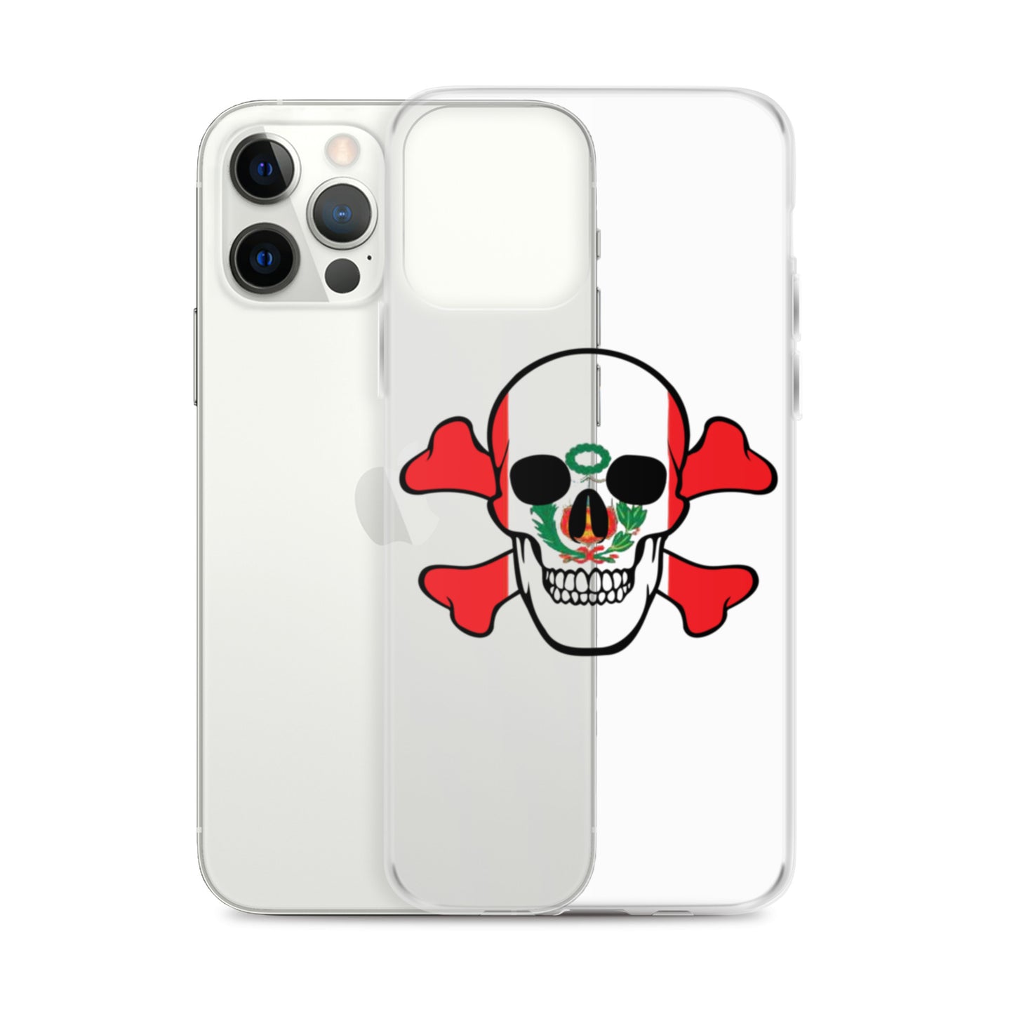 Clear Case for iPhone® with the Flag of Peru in a Skull and Crossbones design!