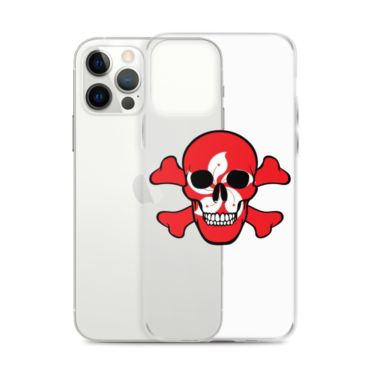Clear Case for iPhone® with the Flag of Hong Kong in a Skull and Crossbones design!