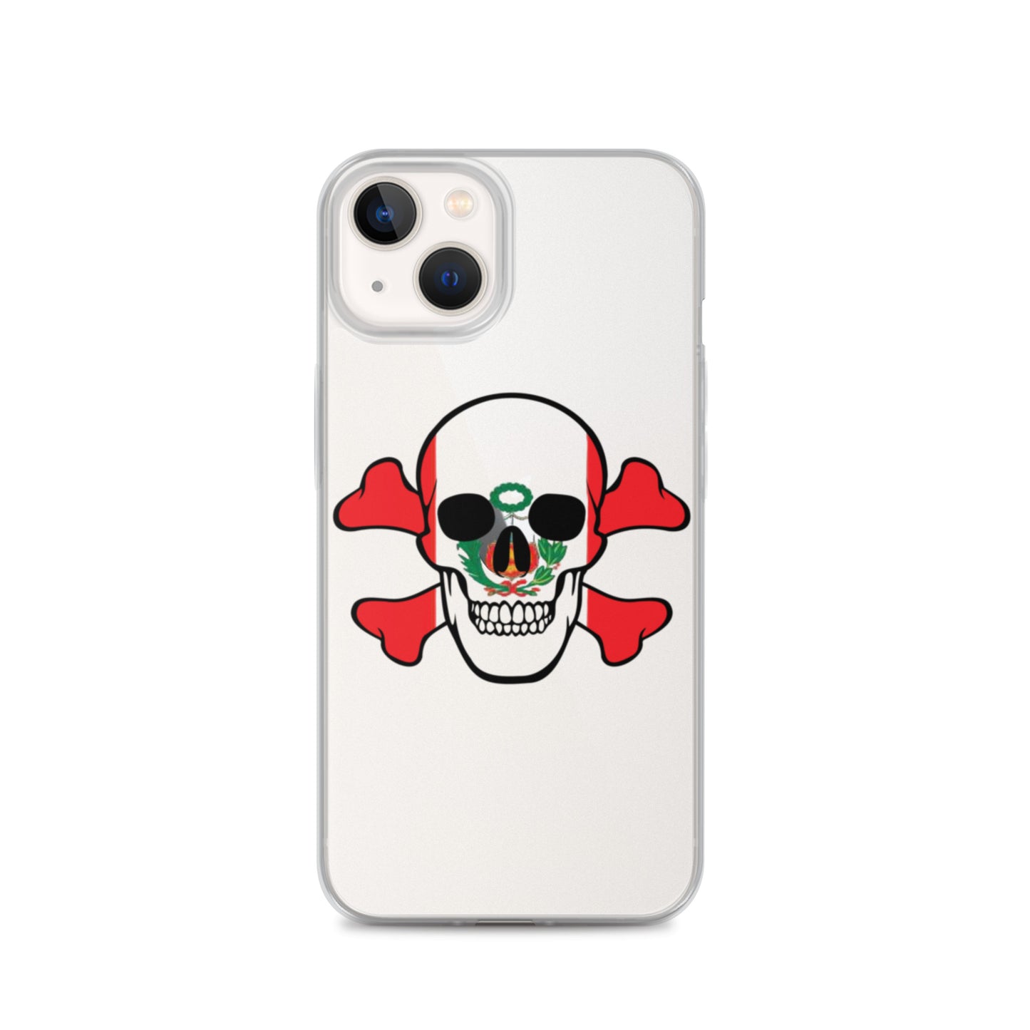 Clear Case for iPhone® with the Flag of Peru in a Skull and Crossbones design!
