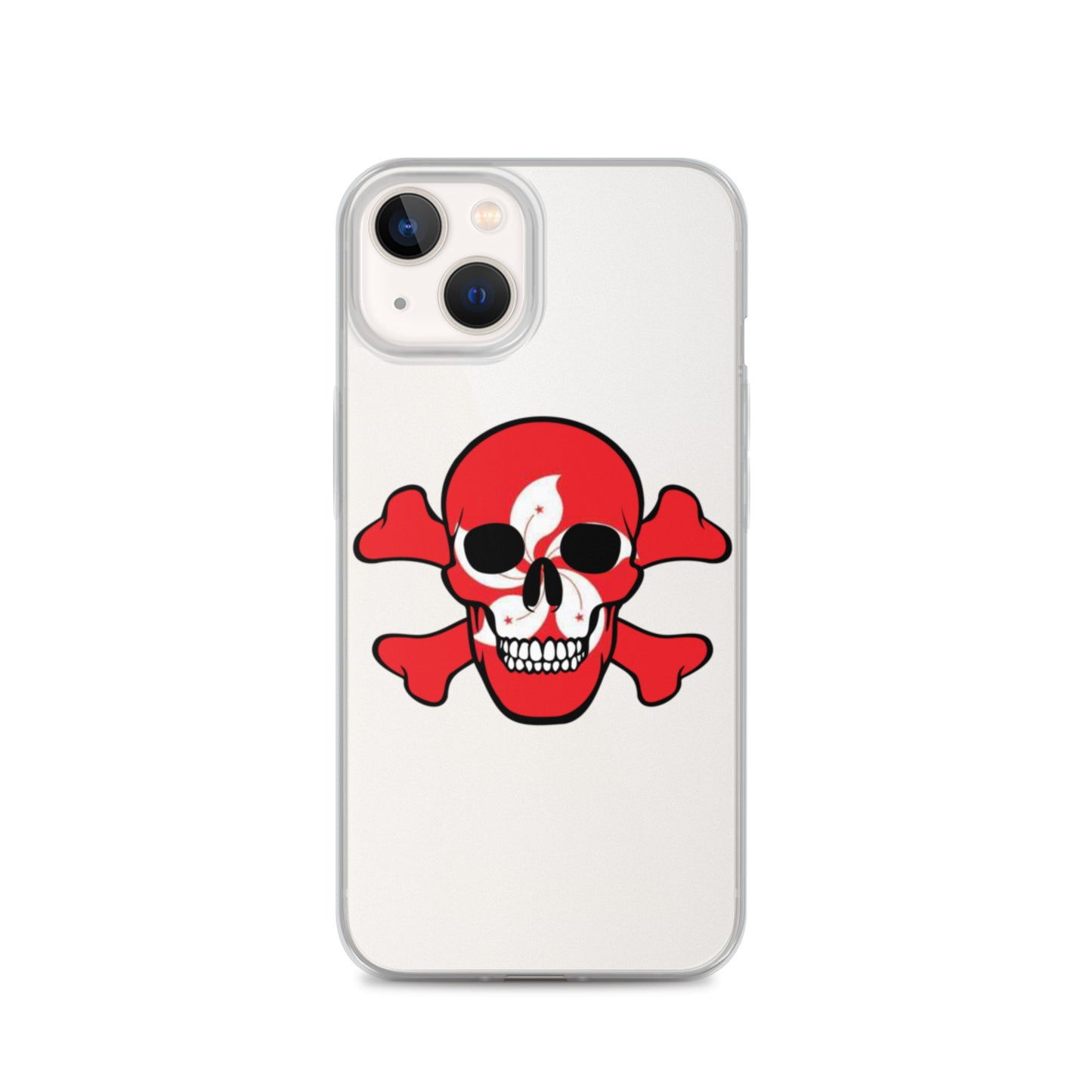 Clear Case for iPhone® with the Flag of Hong Kong in a Skull and Crossbones design!