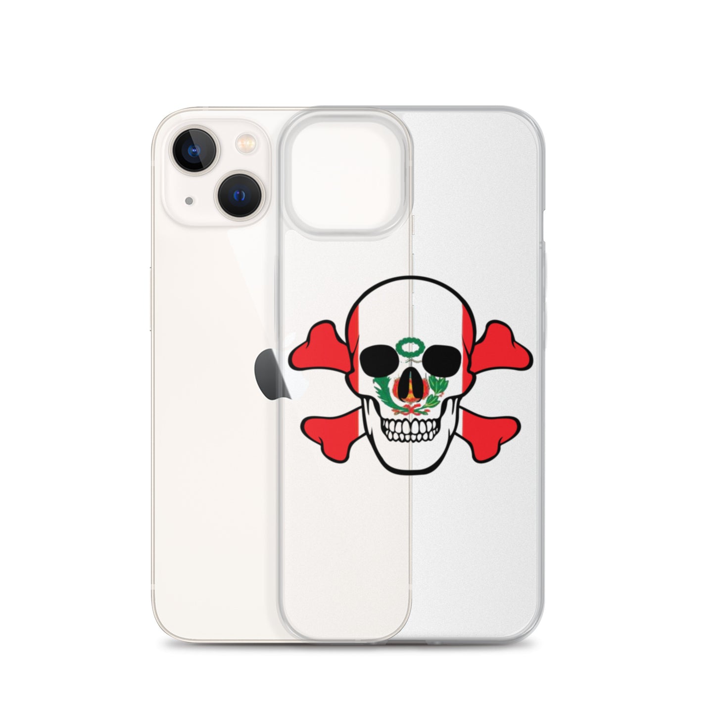 Clear Case for iPhone® with the Flag of Peru in a Skull and Crossbones design!
