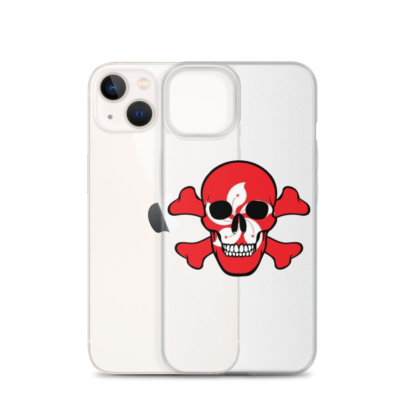 Clear Case for iPhone® with the Flag of Hong Kong in a Skull and Crossbones design!