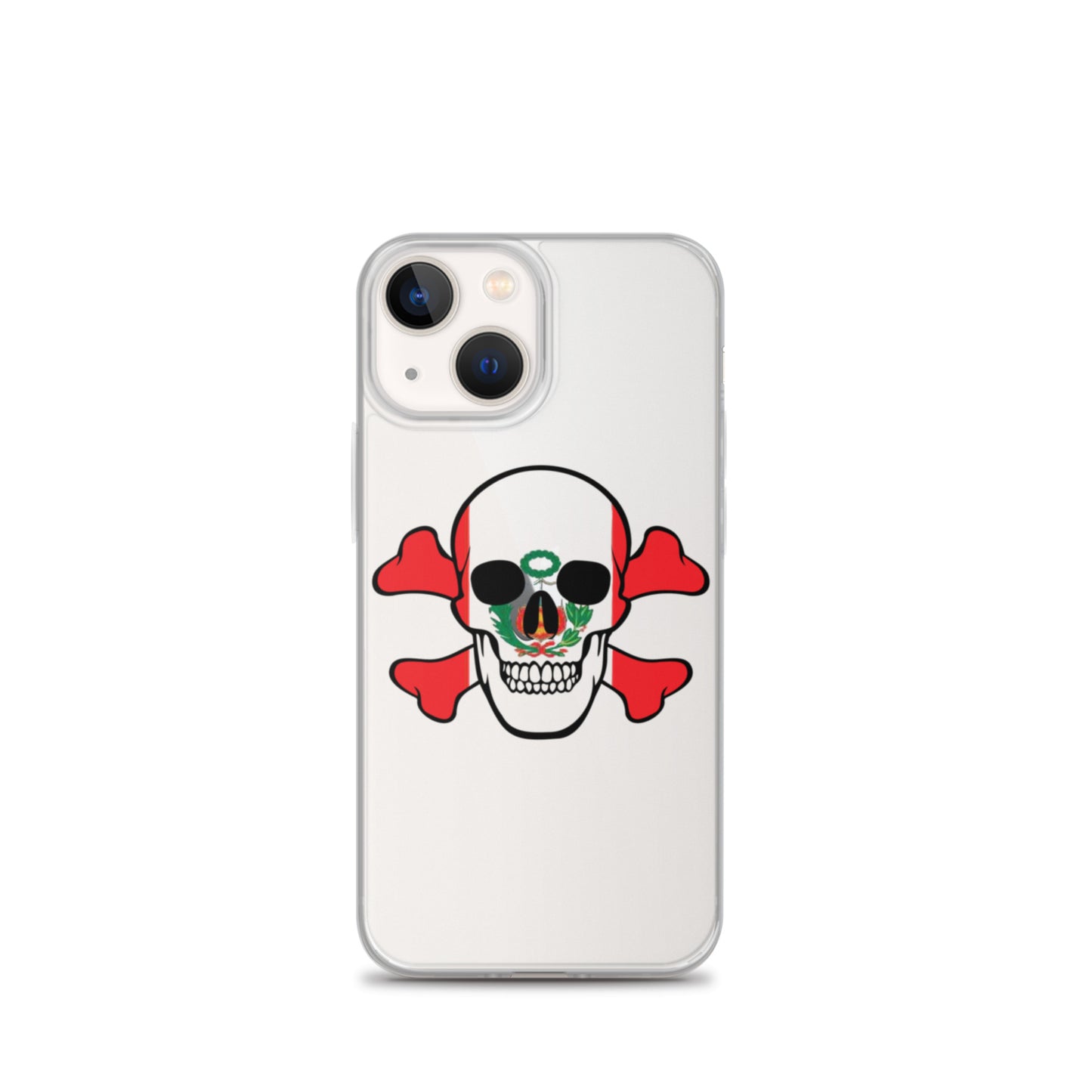 Clear Case for iPhone® with the Flag of Peru in a Skull and Crossbones design!
