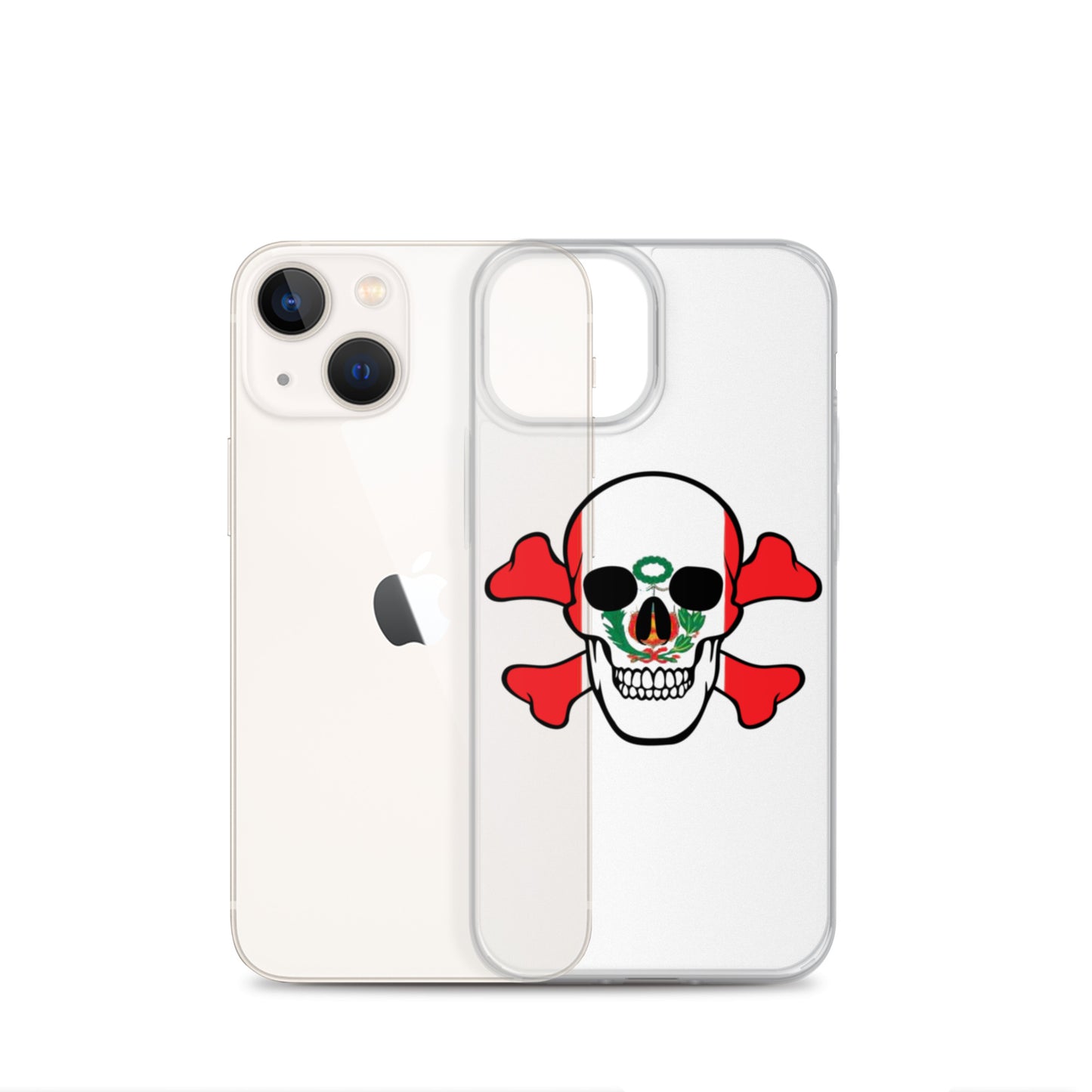 Clear Case for iPhone® with the Flag of Peru in a Skull and Crossbones design!