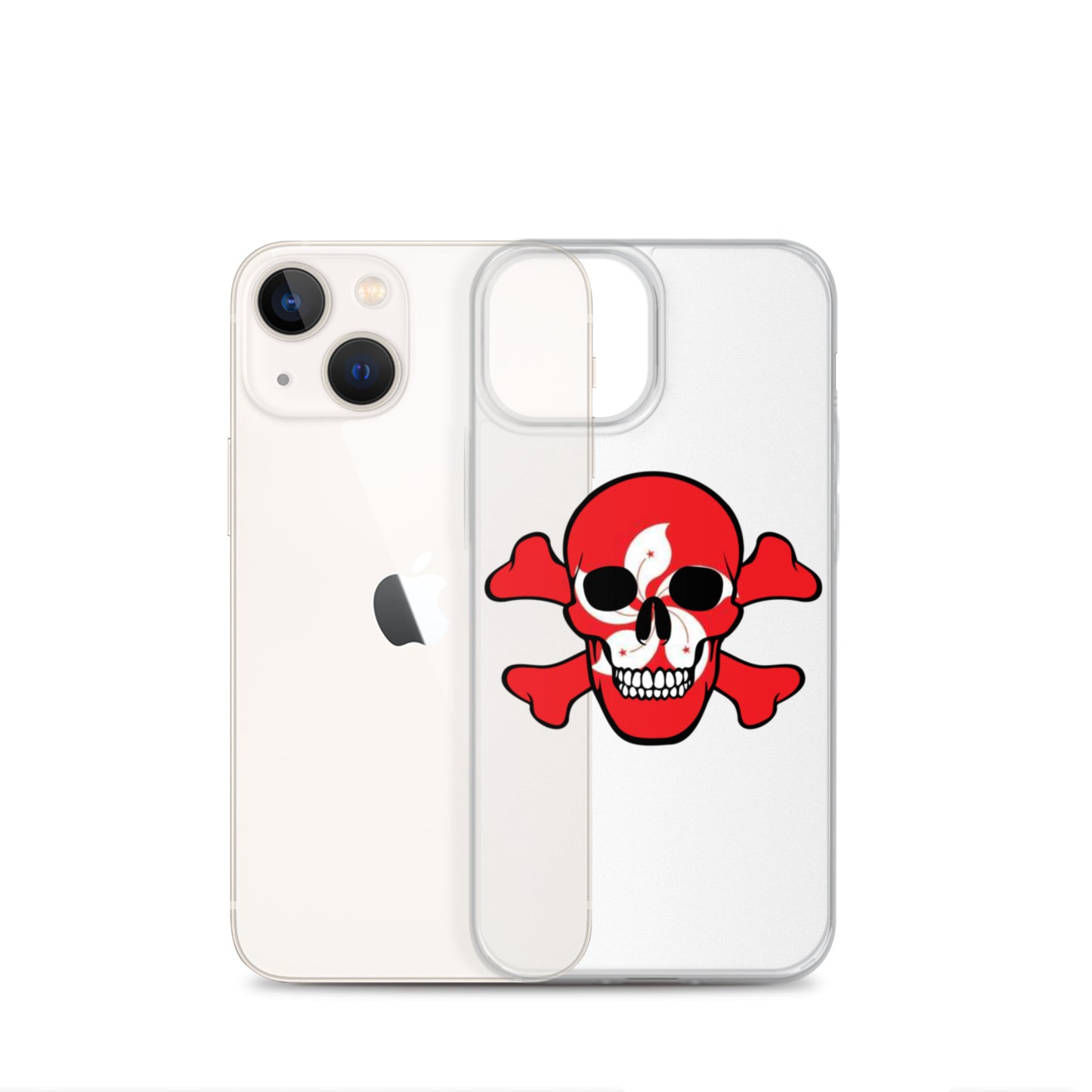 Clear Case for iPhone® with the Flag of Hong Kong in a Skull and Crossbones design!