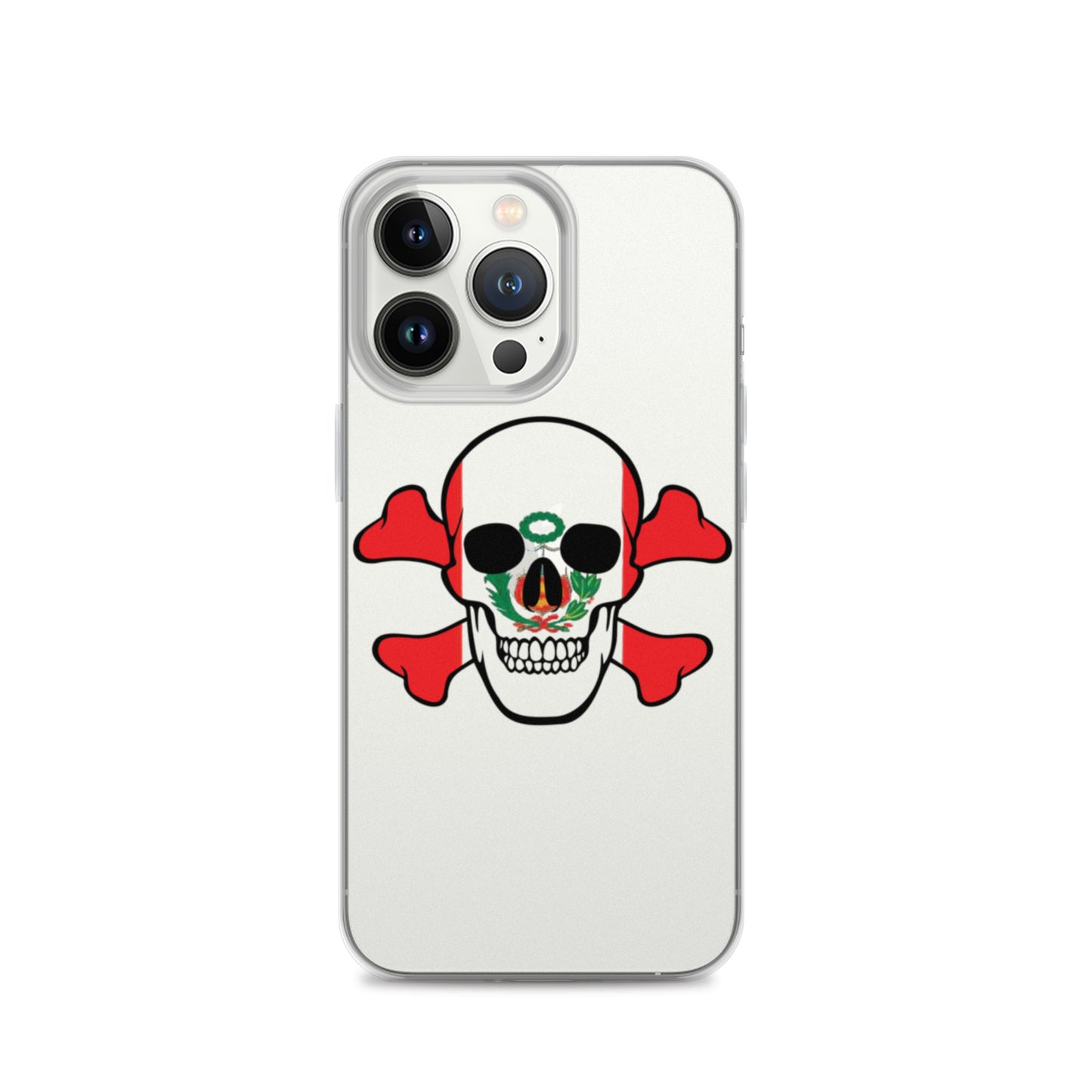 Clear Case for iPhone® with the Flag of Peru in a Skull and Crossbones design!