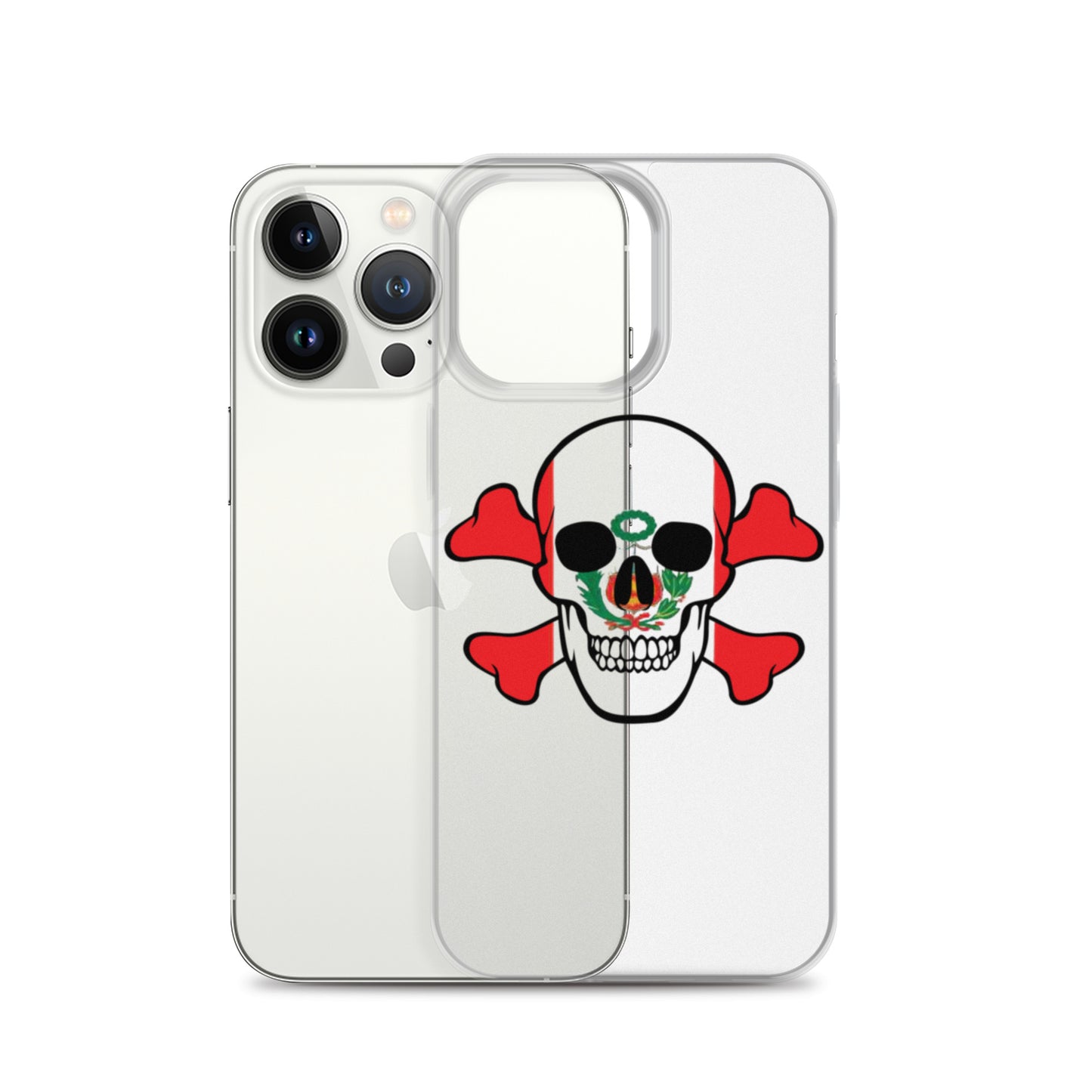 Clear Case for iPhone® with the Flag of Peru in a Skull and Crossbones design!