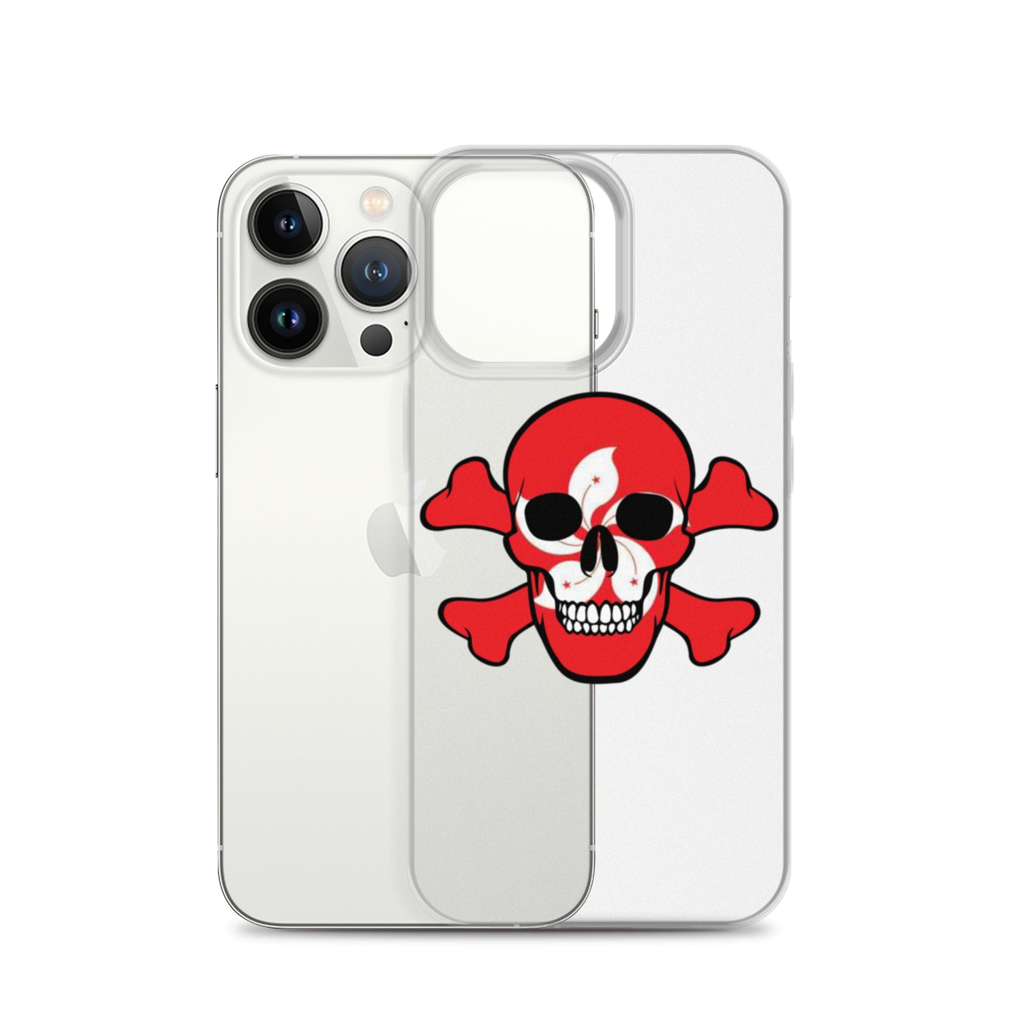 Clear Case for iPhone® with the Flag of Hong Kong in a Skull and Crossbones design!
