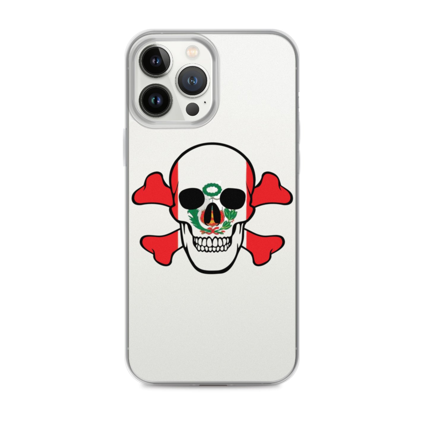 Clear Case for iPhone® with the Flag of Peru in a Skull and Crossbones design!