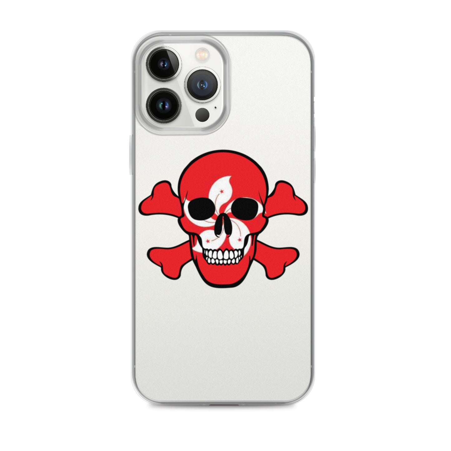 Clear Case for iPhone® with the Flag of Hong Kong in a Skull and Crossbones design!