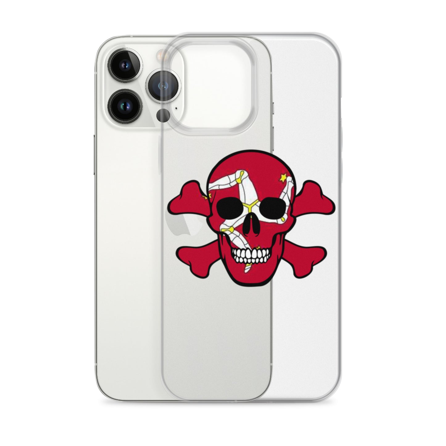 Clear Case for iPhone® with the Isle of Man Flag in a Skull and Crossbones design!