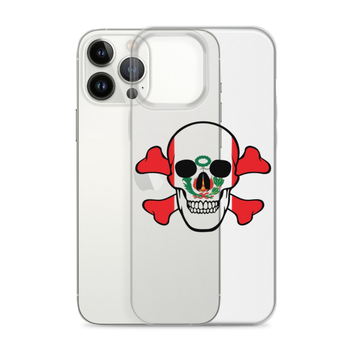 Clear Case for iPhone® with the Flag of Peru in a Skull and Crossbones design!