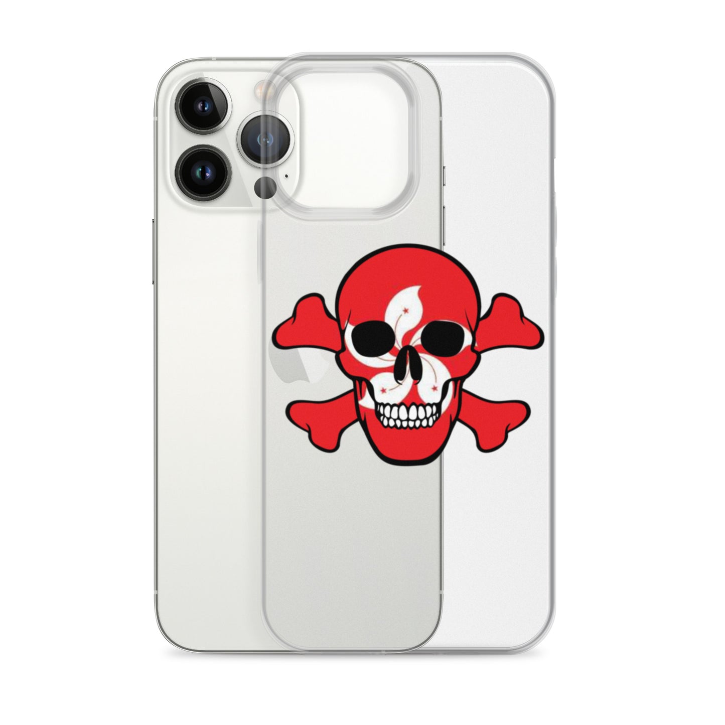Clear Case for iPhone® with the Flag of Hong Kong in a Skull and Crossbones design!