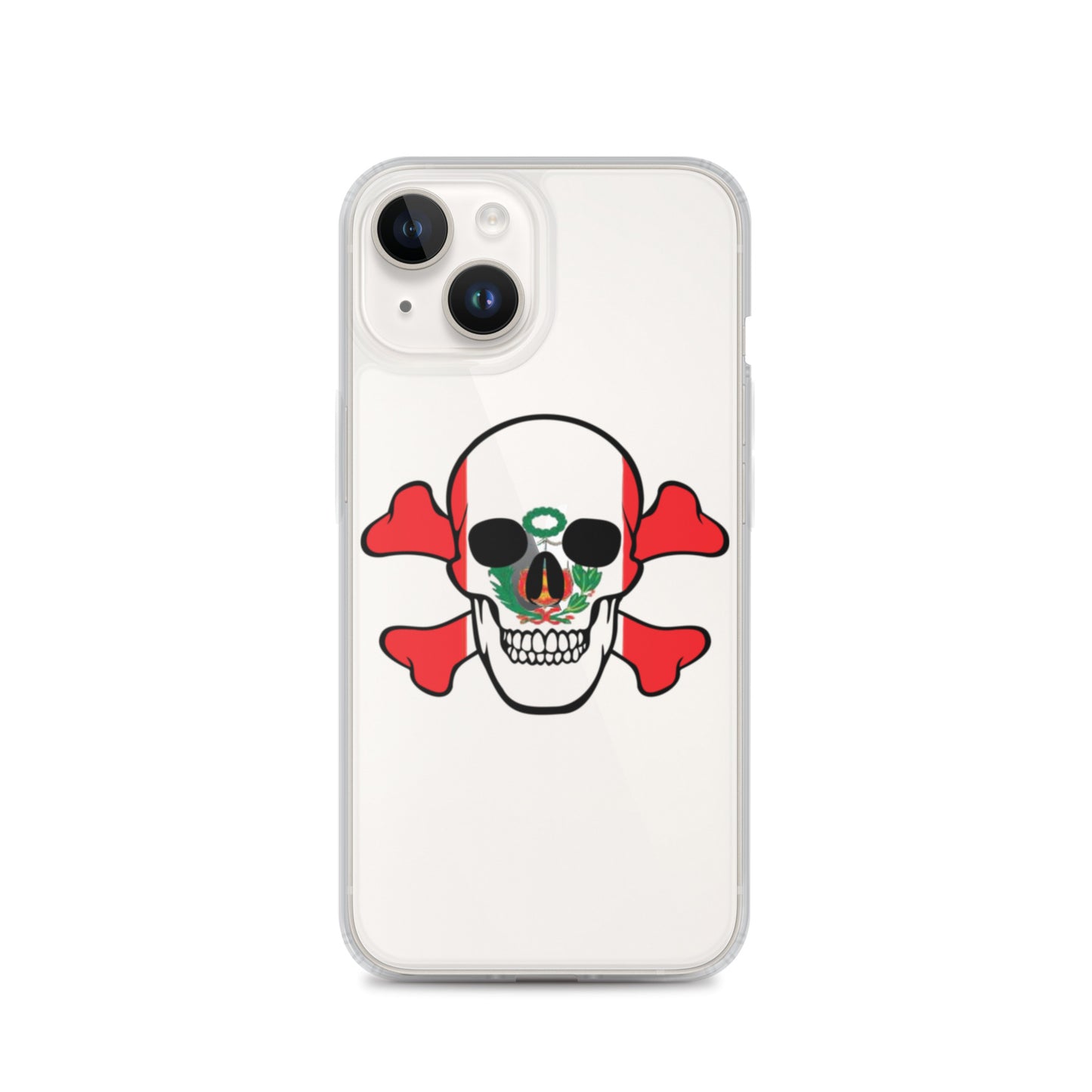 Clear Case for iPhone® with the Flag of Peru in a Skull and Crossbones design!