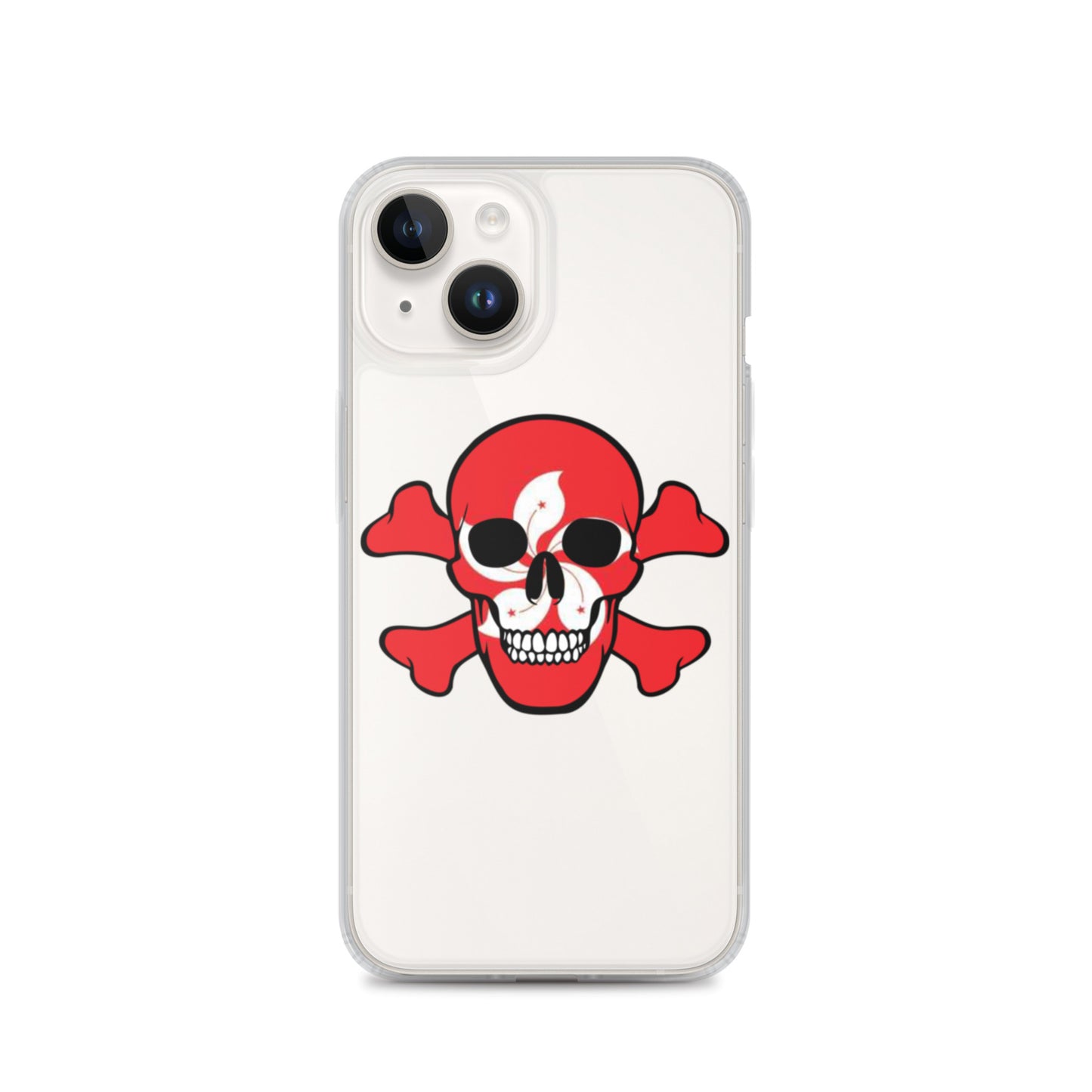 Clear Case for iPhone® with the Flag of Hong Kong in a Skull and Crossbones design!