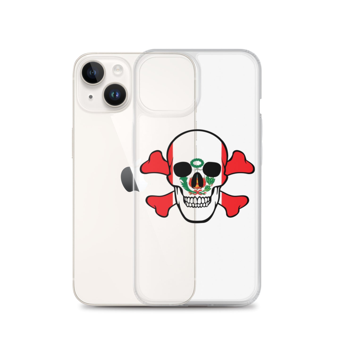 Clear Case for iPhone® with the Flag of Peru in a Skull and Crossbones design!