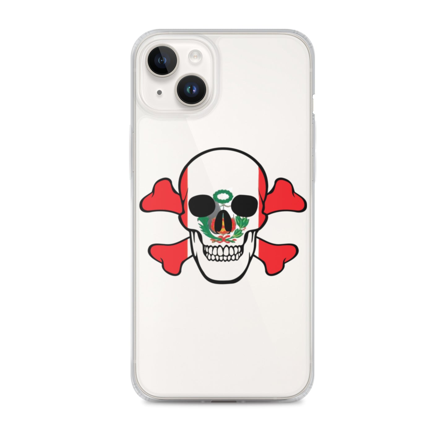 Clear Case for iPhone® with the Flag of Peru in a Skull and Crossbones design!