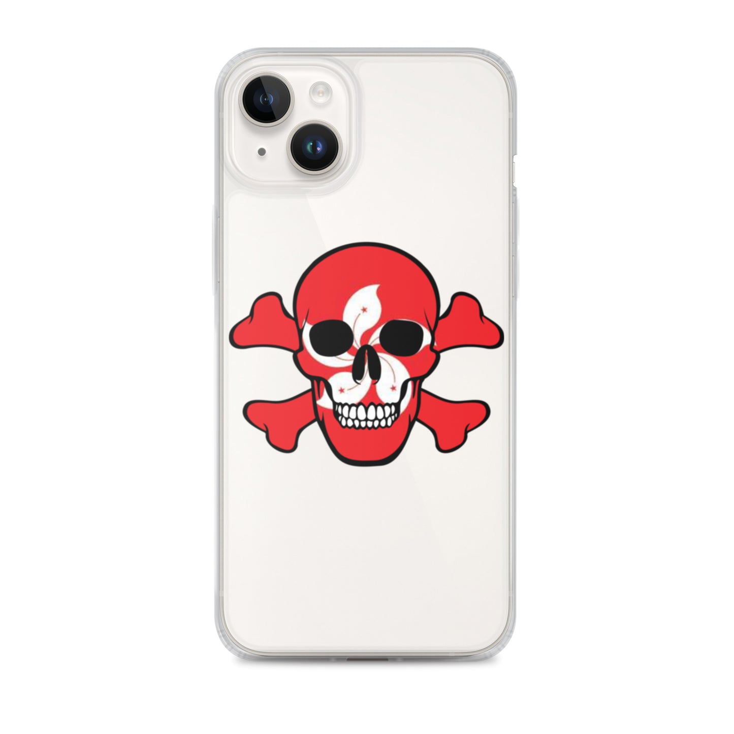 Clear Case for iPhone® with the Flag of Hong Kong in a Skull and Crossbones design!