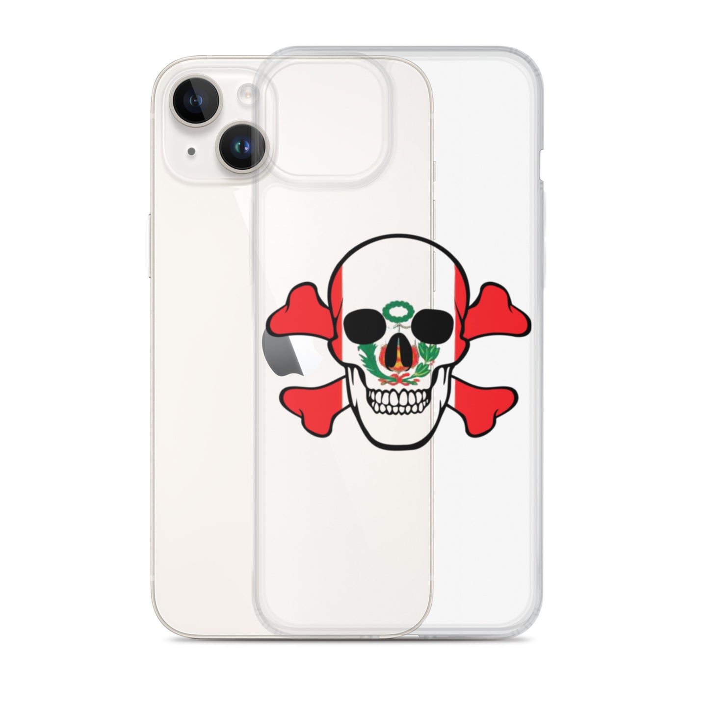 Clear Case for iPhone® with the Flag of Peru in a Skull and Crossbones design!
