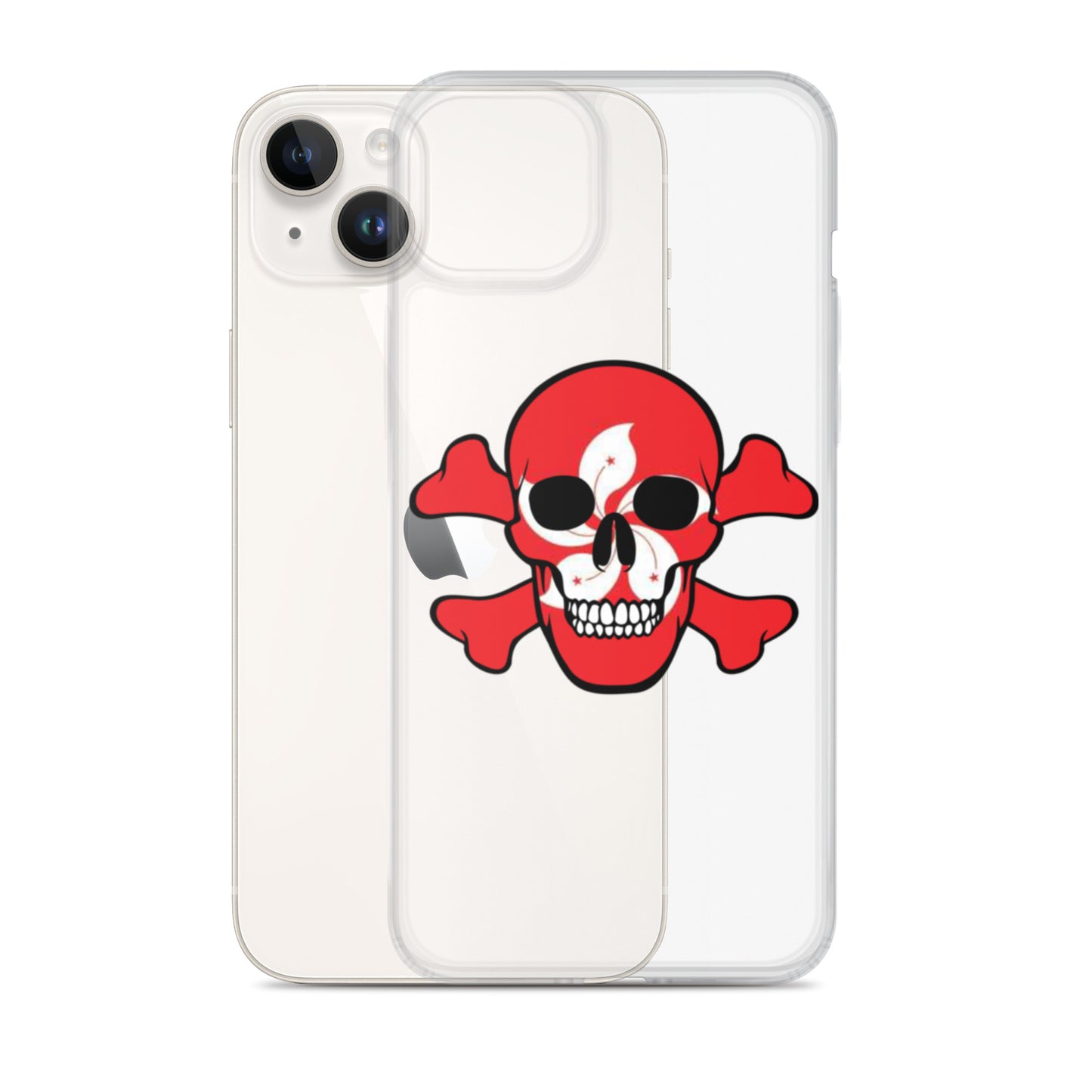 Clear Case for iPhone® with the Flag of Hong Kong in a Skull and Crossbones design!