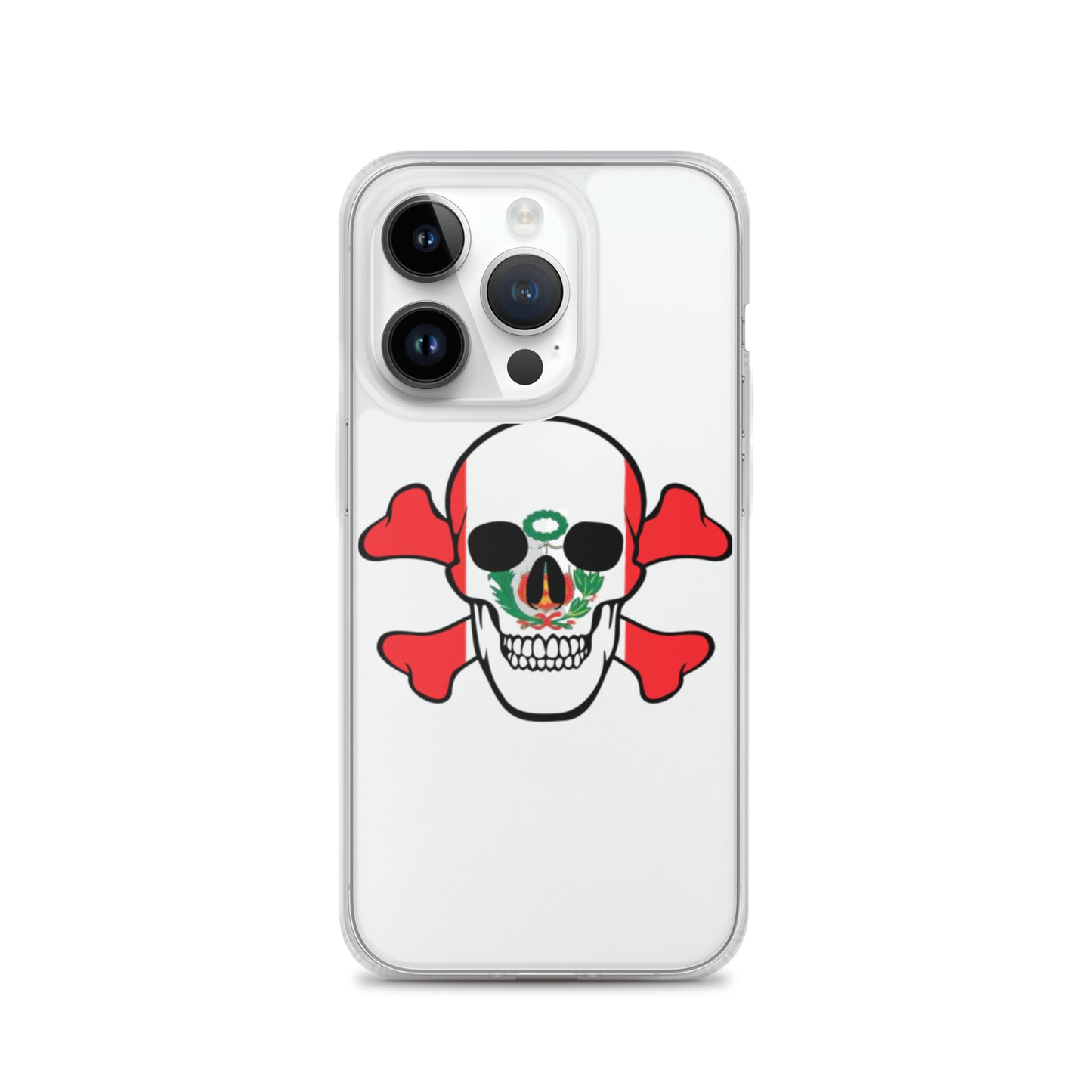 Clear Case for iPhone® with the Flag of Peru in a Skull and Crossbones design!
