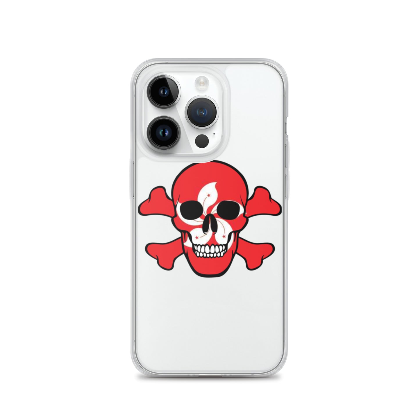 Clear Case for iPhone® with the Flag of Hong Kong in a Skull and Crossbones design!